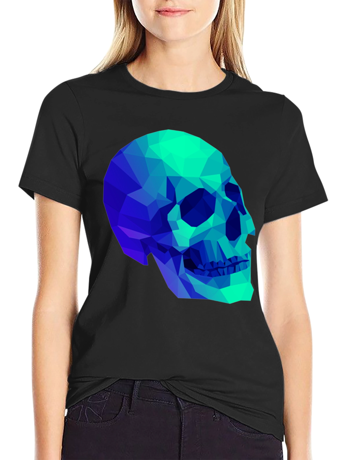 Geometric Skull Graphic Black T-Shirt