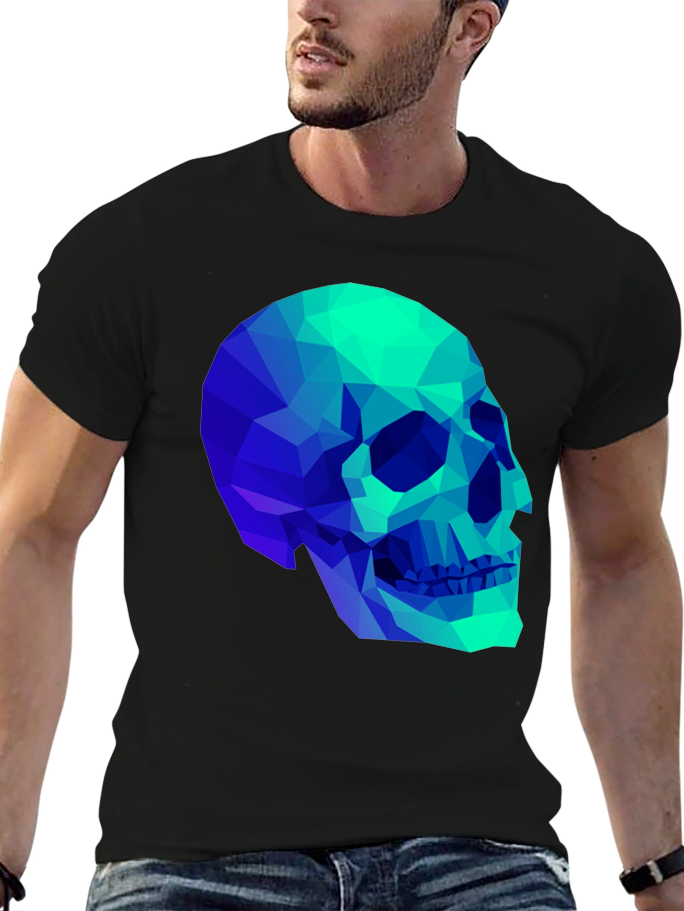 Geometric Skull Graphic Black T-Shirt