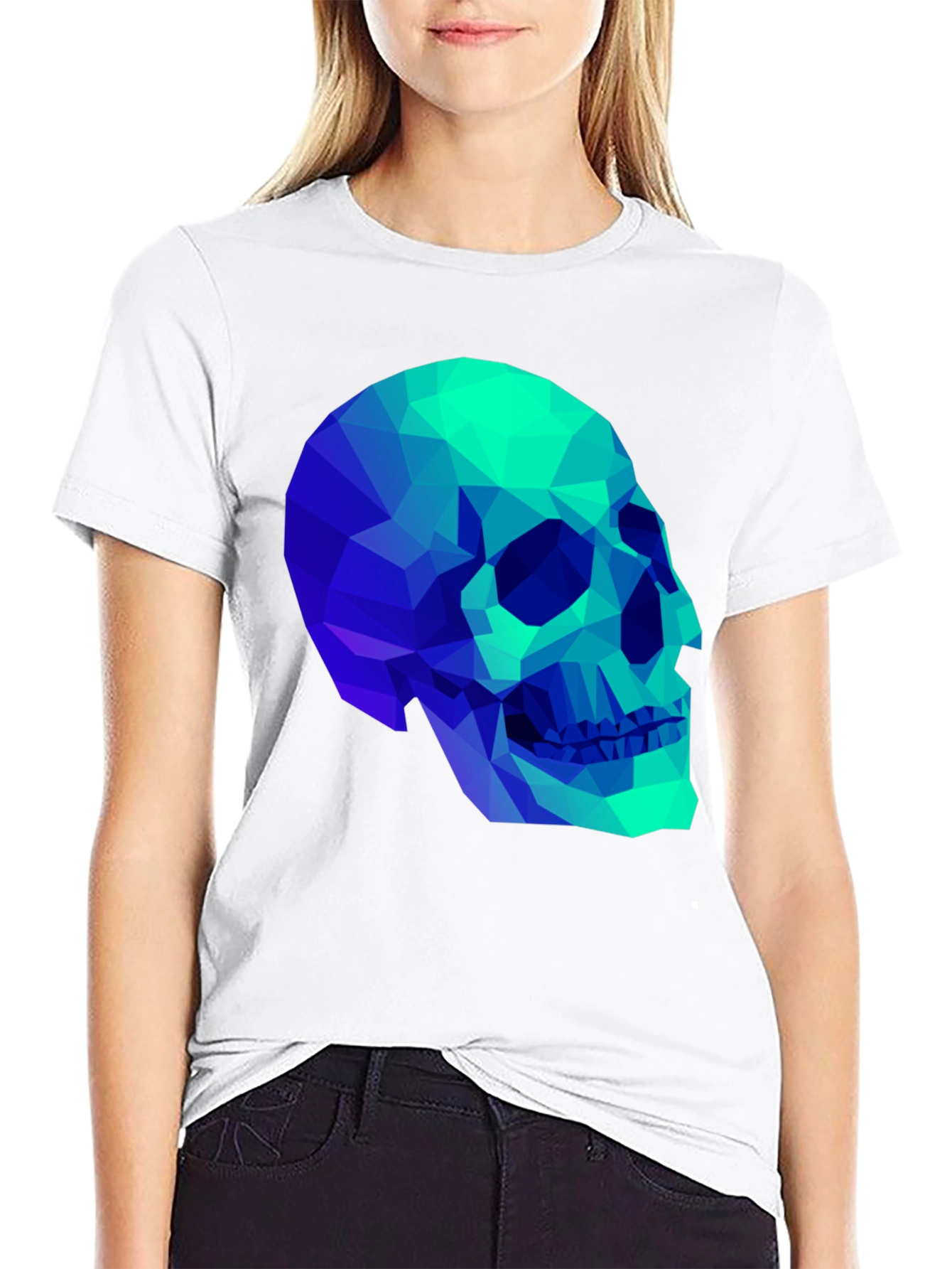 Geometric Skull Graphic Black T-Shirt