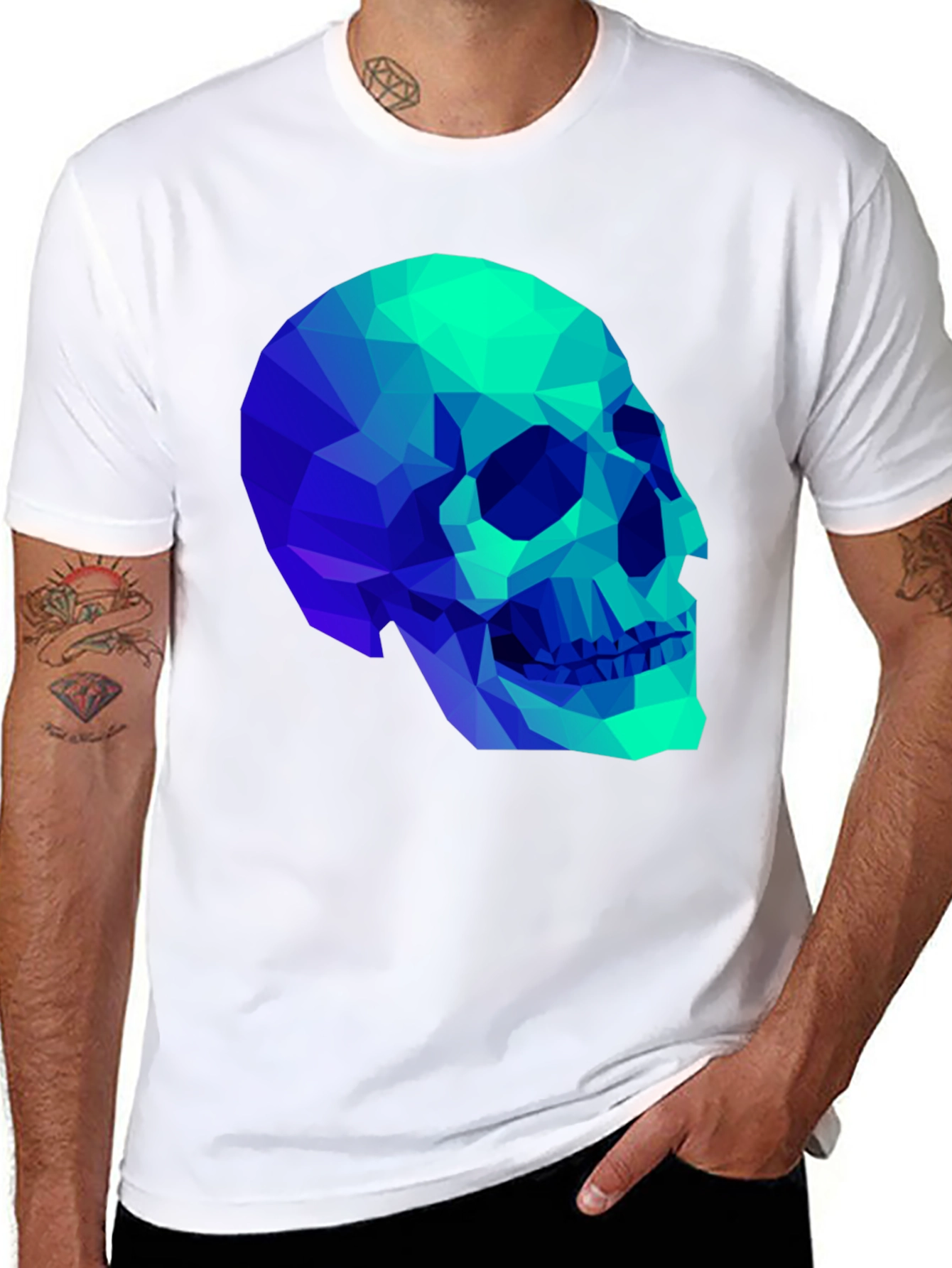 Geometric Skull Graphic Black T-Shirt