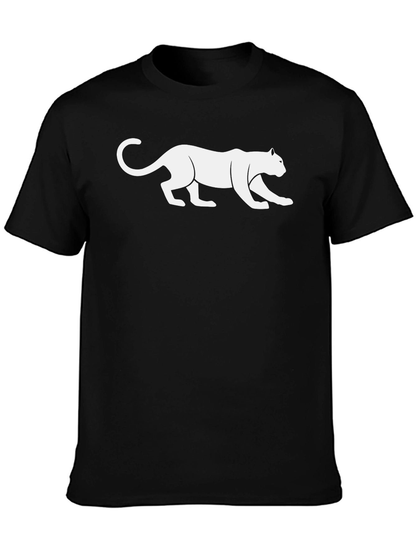 Black T-Shirt with White Panther Graphic