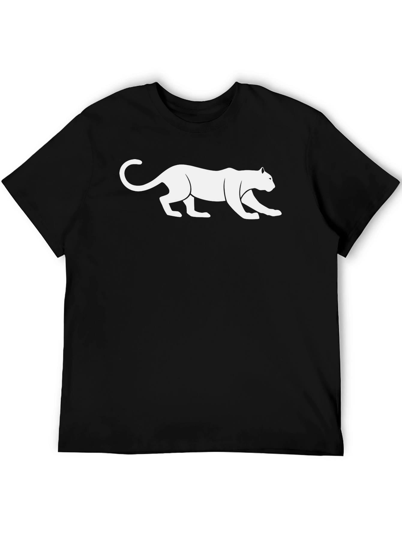 Black T-Shirt with White Panther Graphic
