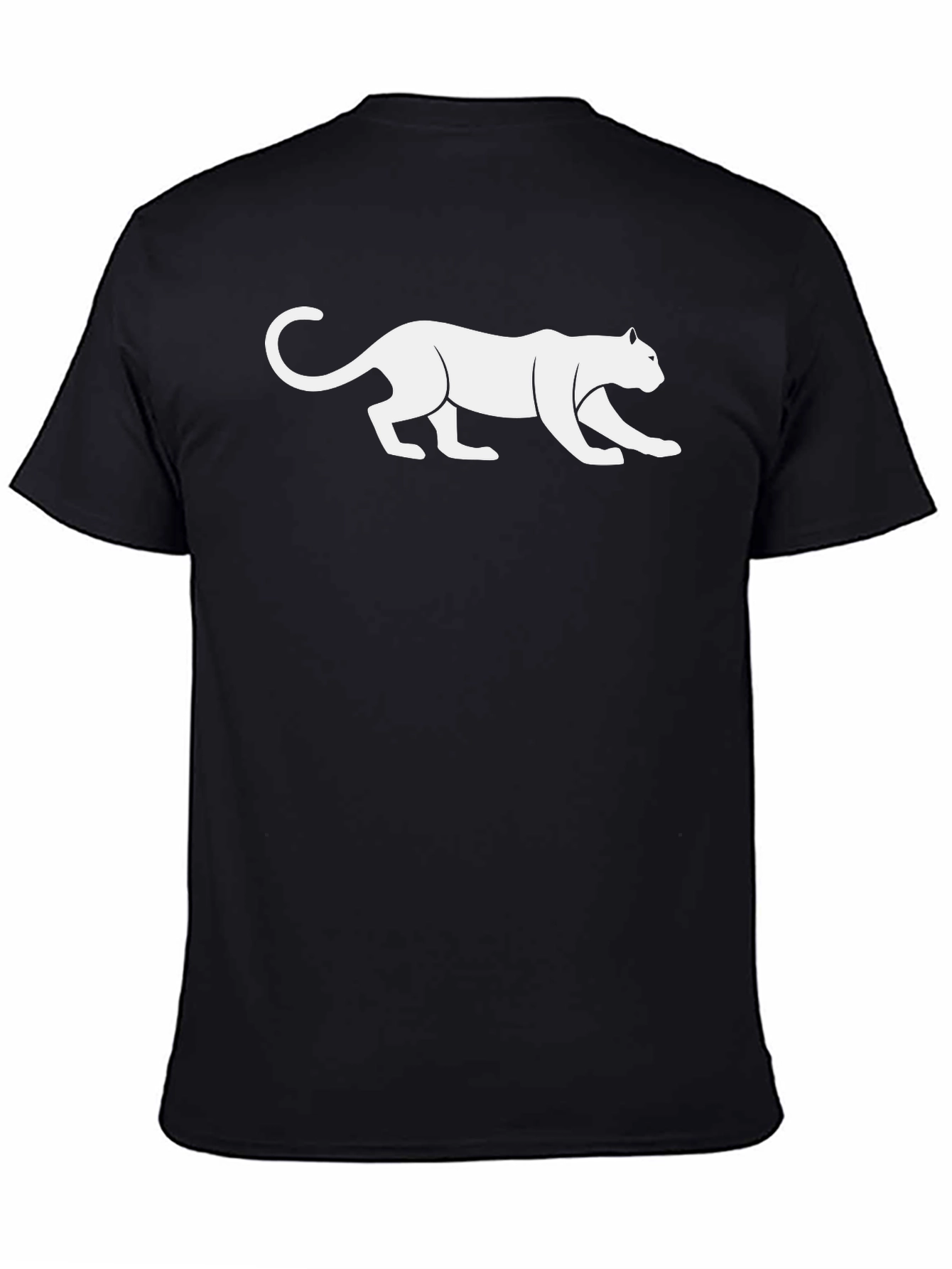 Black T-Shirt with White Panther Graphic