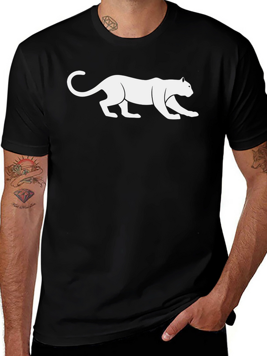 Black T-Shirt with White Panther Graphic