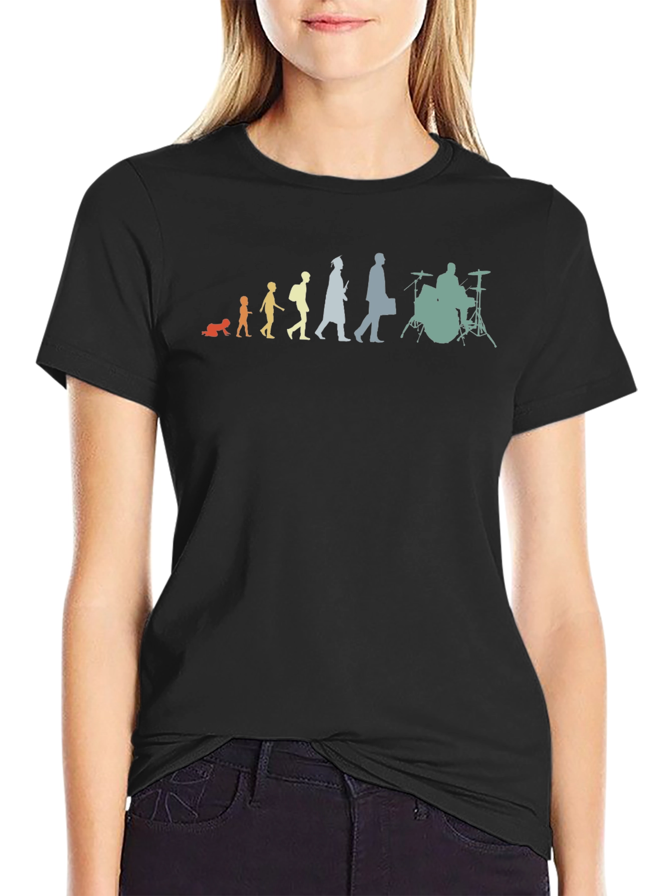 Evolution of a Drummer Black T-Shirt