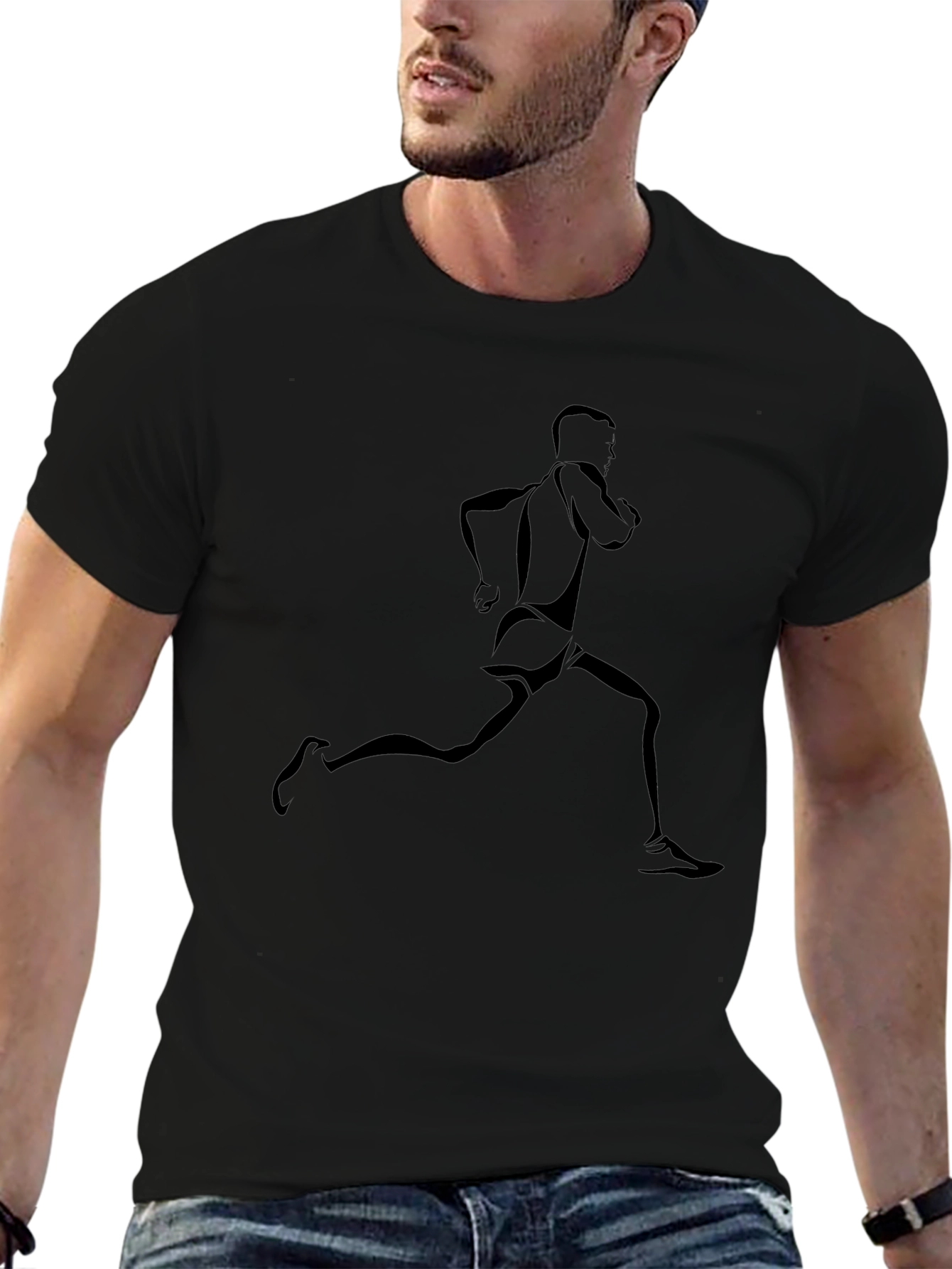 Mens Black Runner Graphic Tee