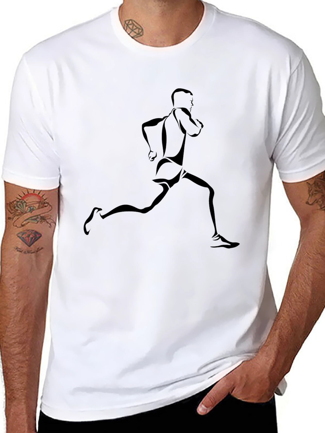 Mens Black Runner Graphic Tee