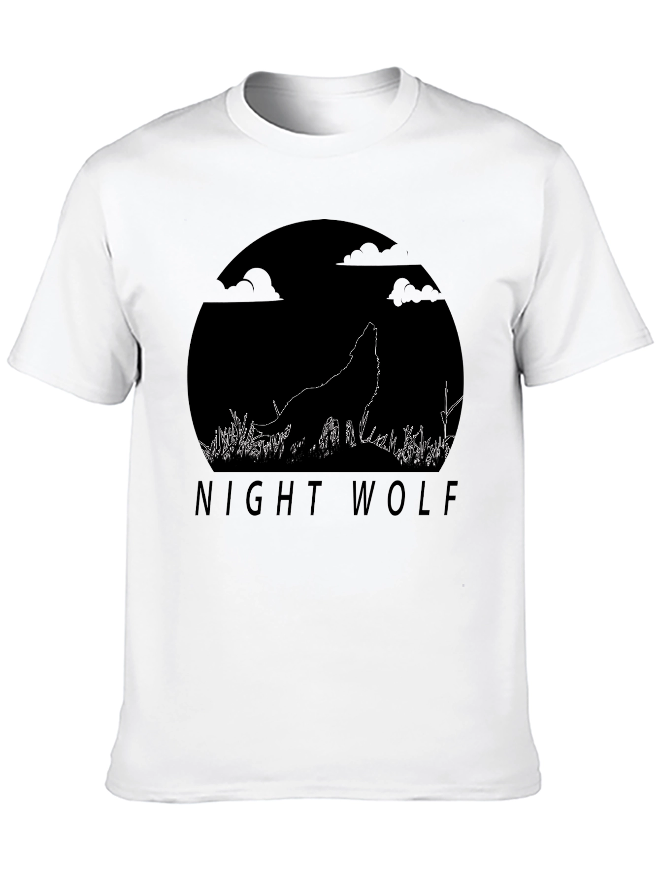 Night Wolf Graphic Tee - Black Cotton T-Shirt