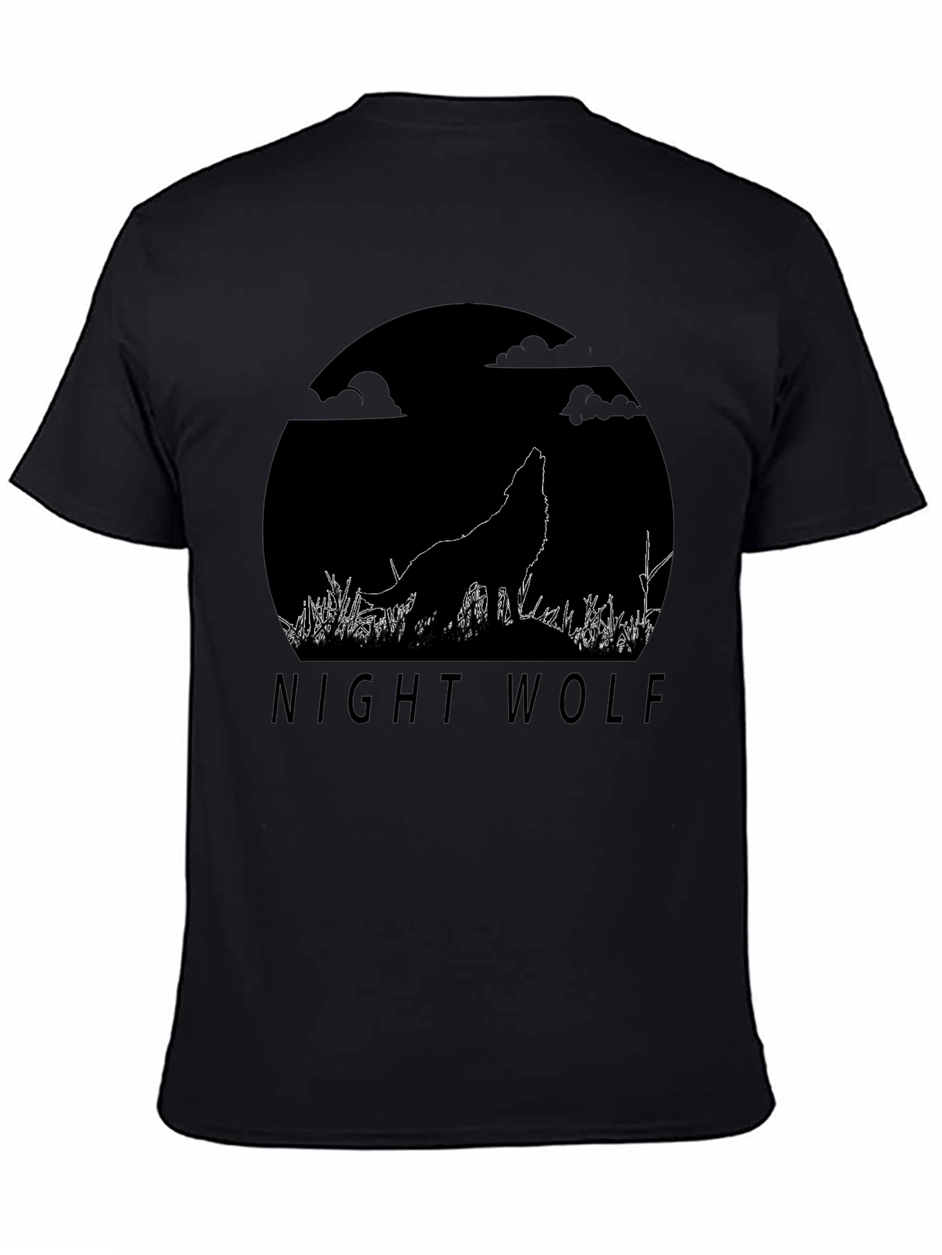 Night Wolf Graphic Tee - Black Cotton T-Shirt