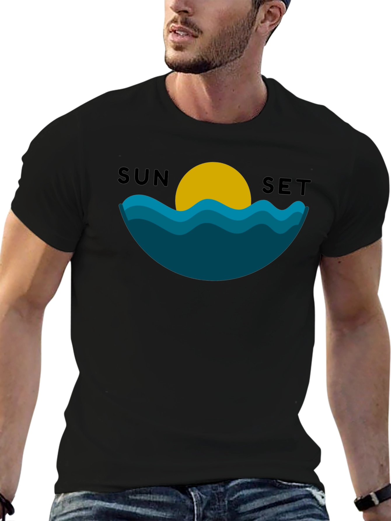 Sunset Graphic Black T-Shirt