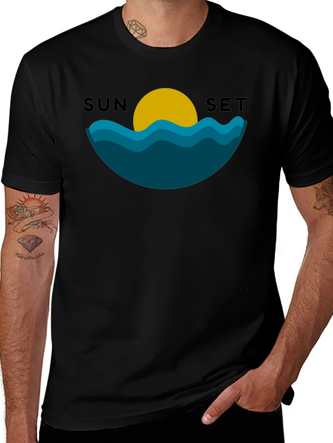 Sunset Graphic Black T-Shirt