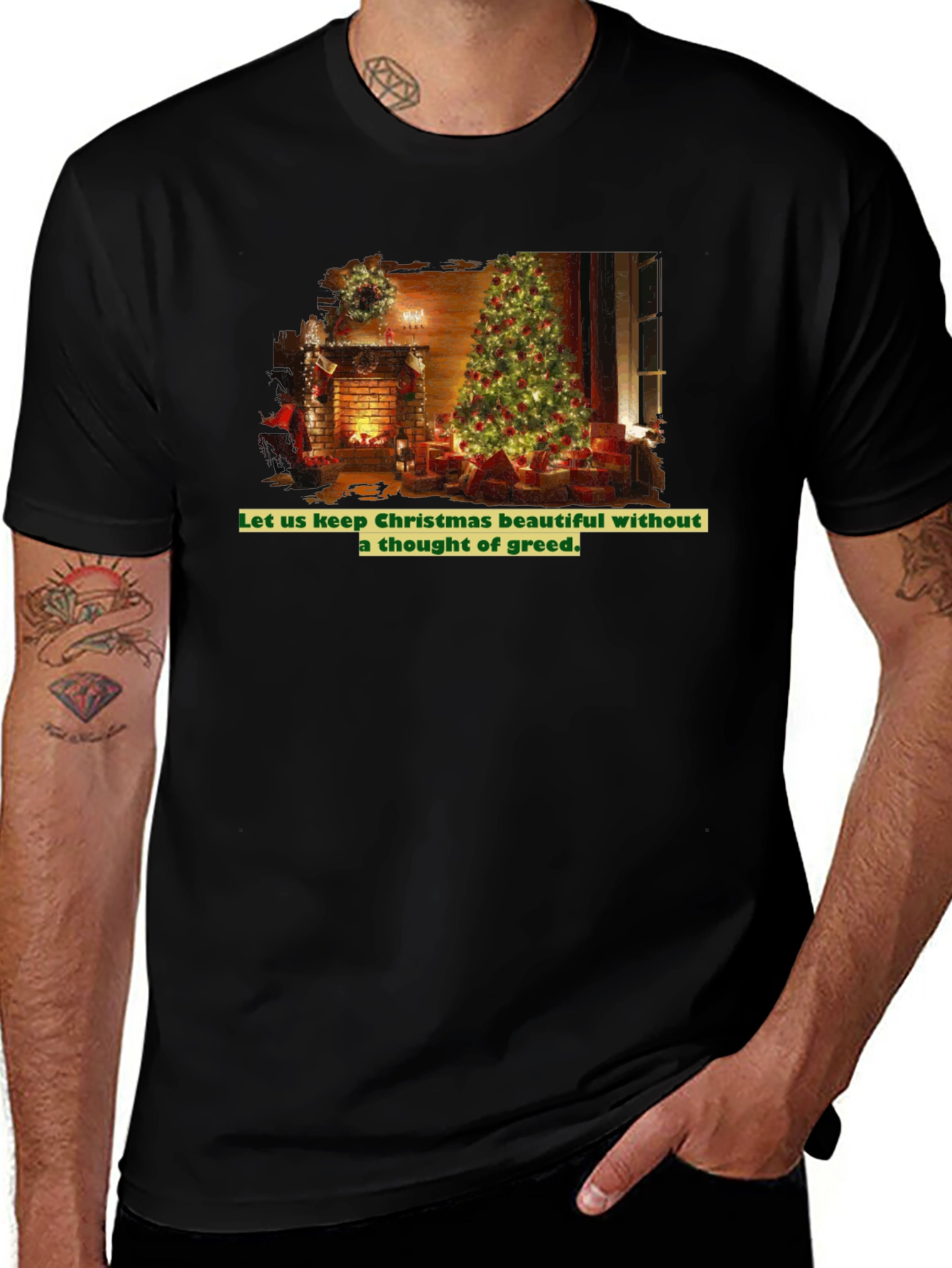 Festive Christmas Tree T-Shirt - No Greed
