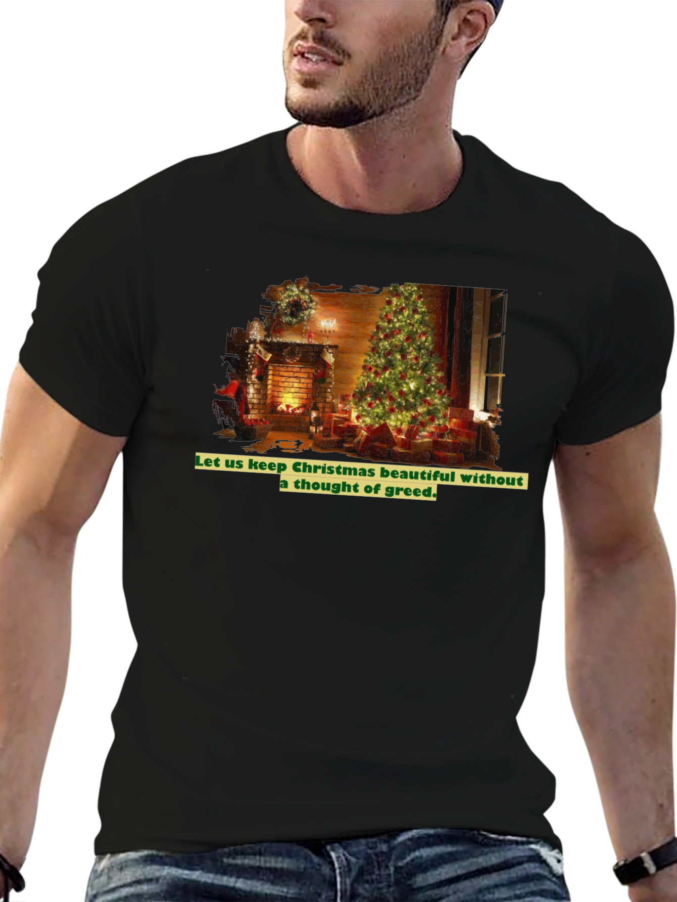 Festive Christmas Tree T-Shirt - No Greed