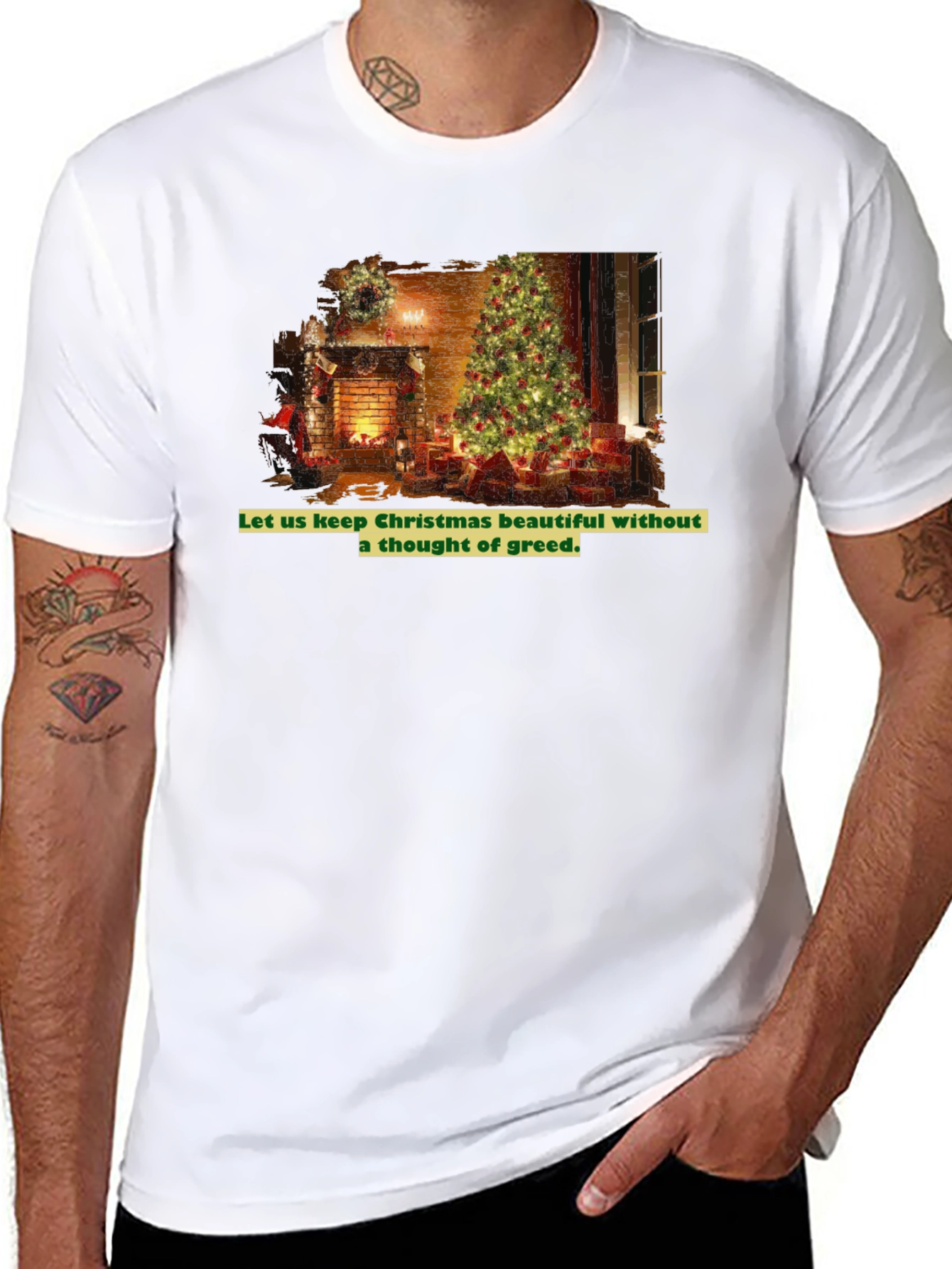 Festive Christmas Tree T-Shirt - No Greed