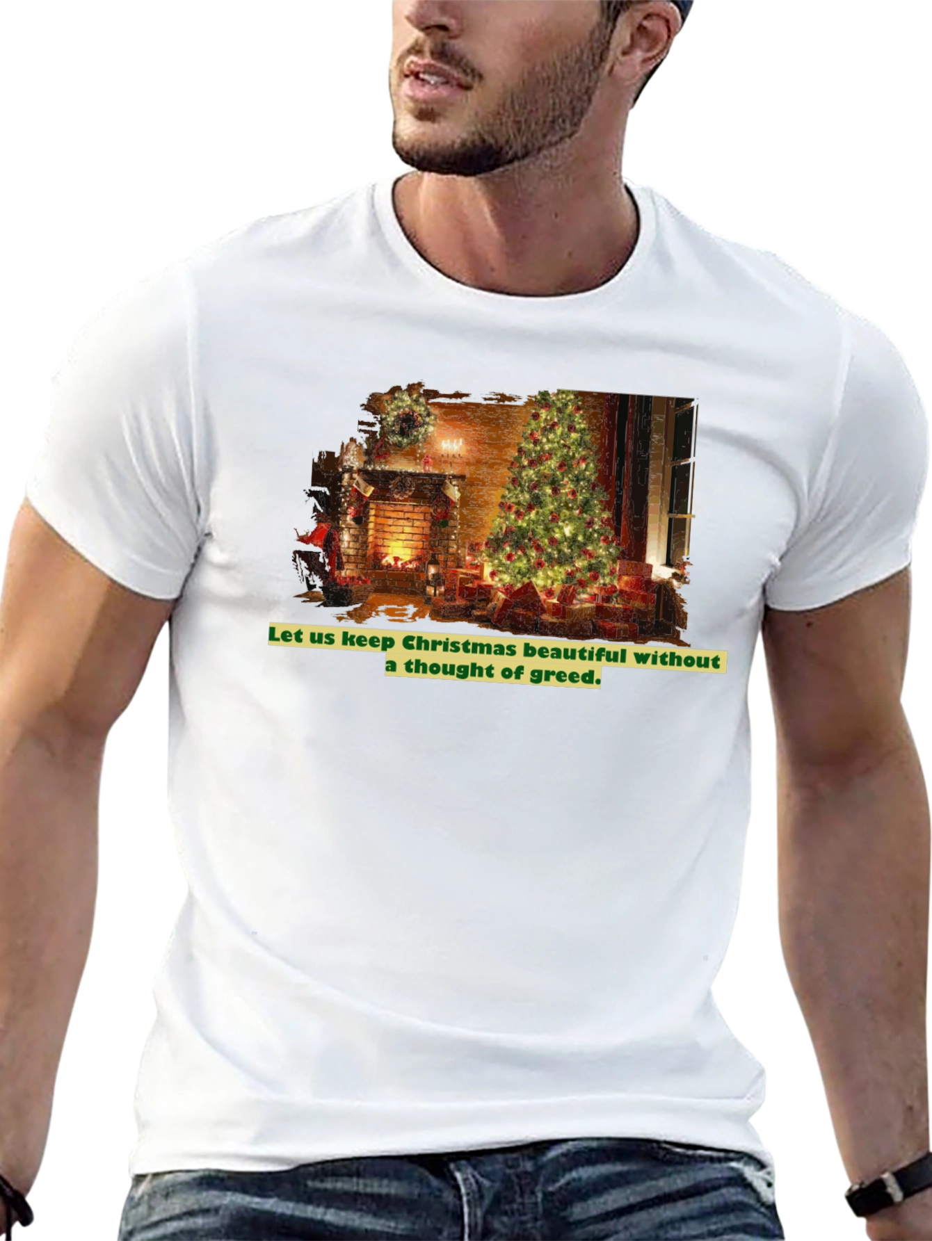 Festive Christmas Tree T-Shirt - No Greed