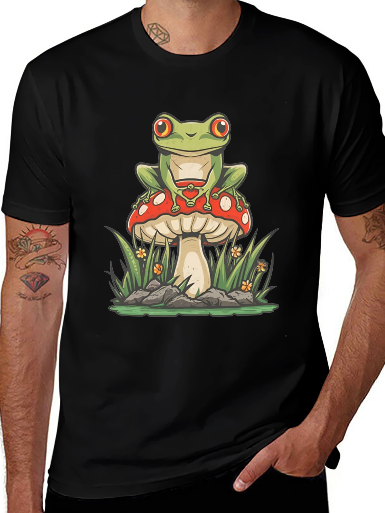 Frog on Mushroom Graphic Tee