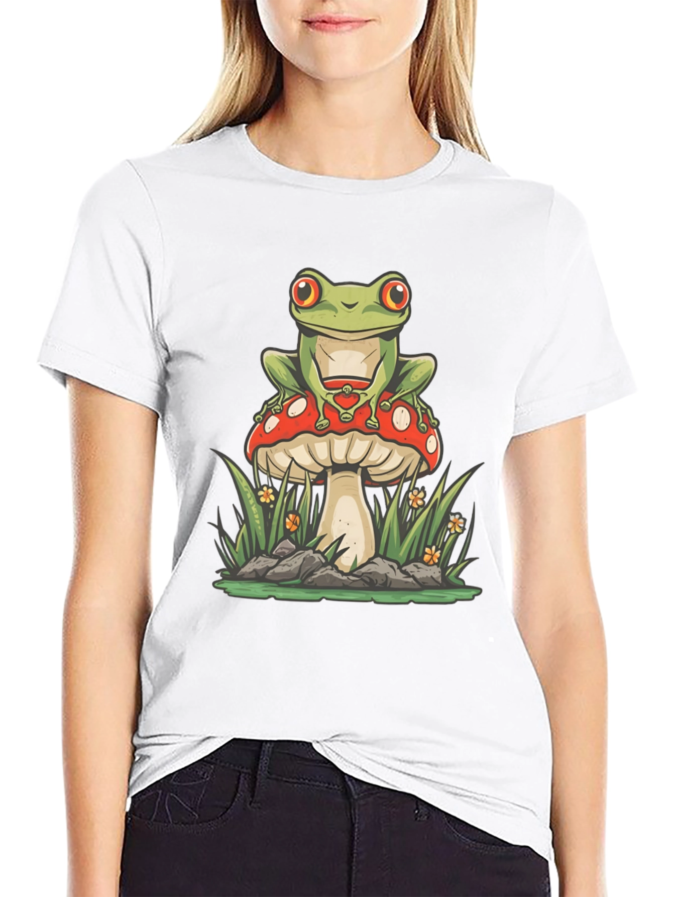 Frog on Mushroom Graphic Tee