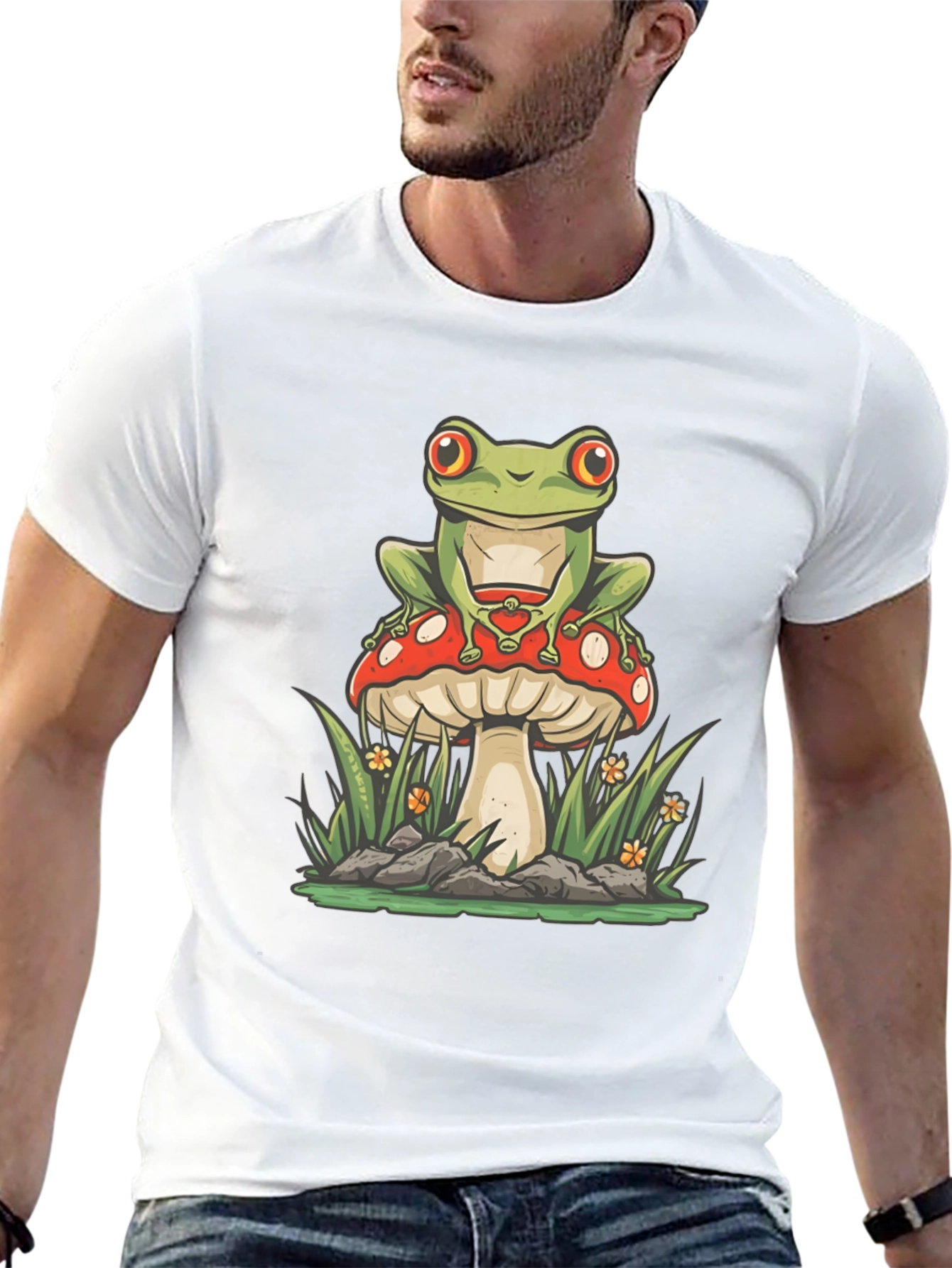 Frog on Mushroom Graphic Tee