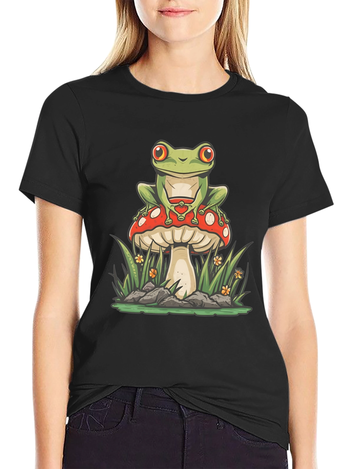 Frog on Mushroom Graphic Tee