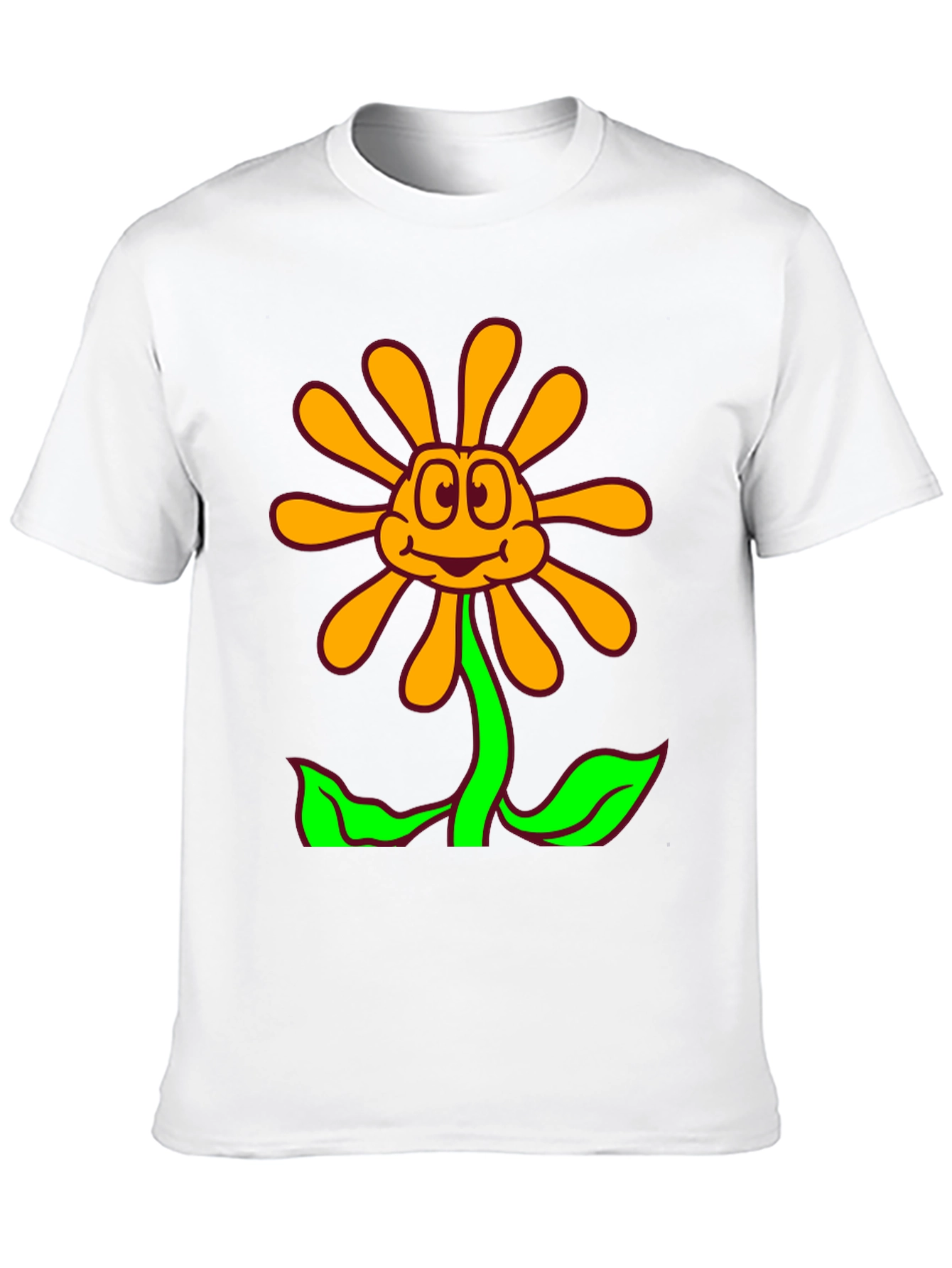 Cartoon Flower Graphic Black T-Shirt
