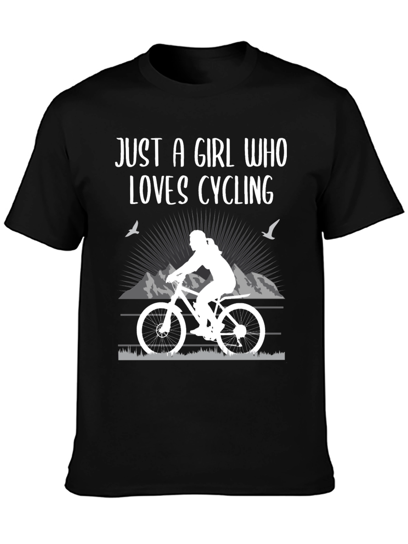 Girl Who Loves Cycling Black T-Shirt