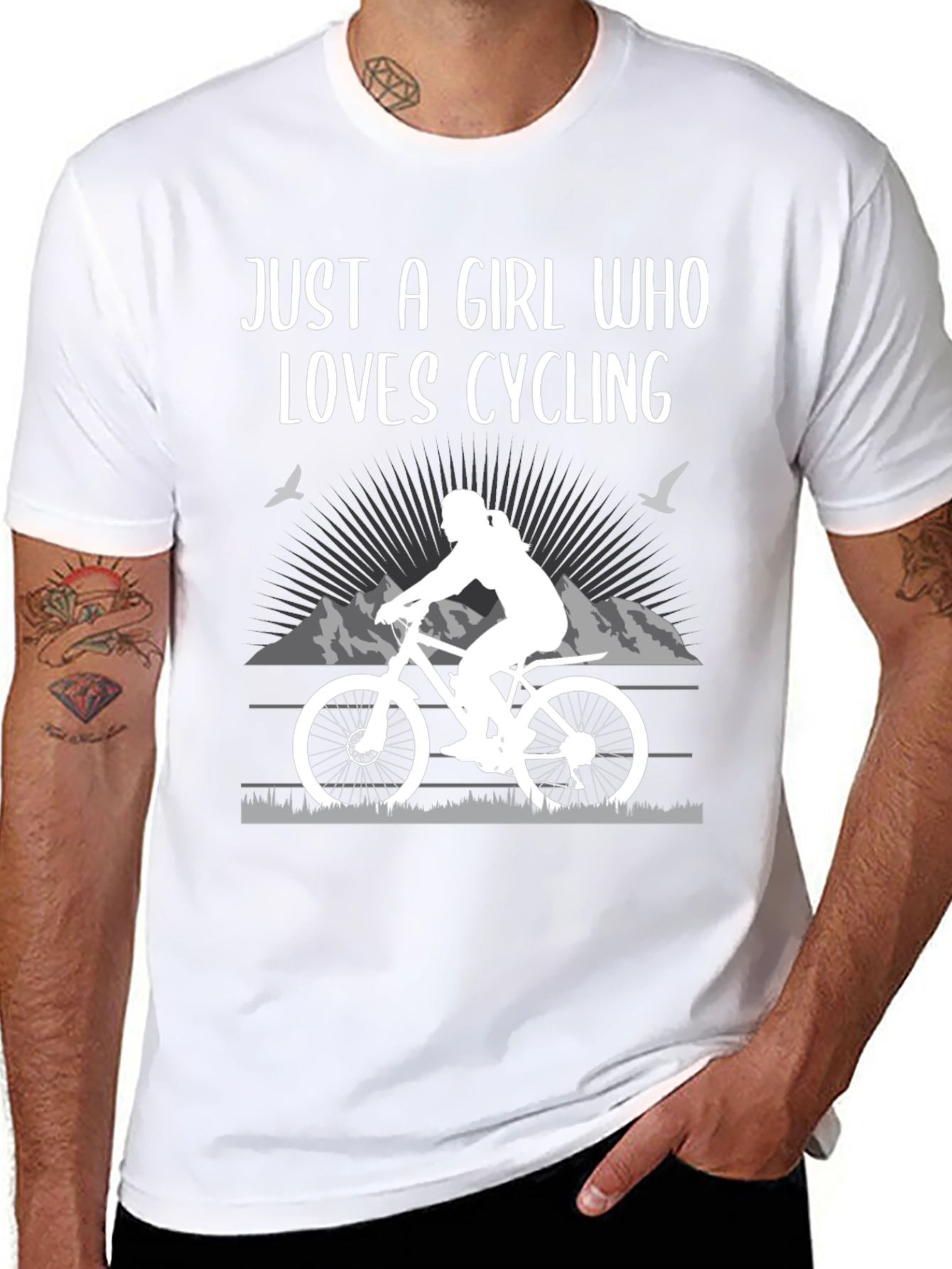 Girl Who Loves Cycling Black T-Shirt