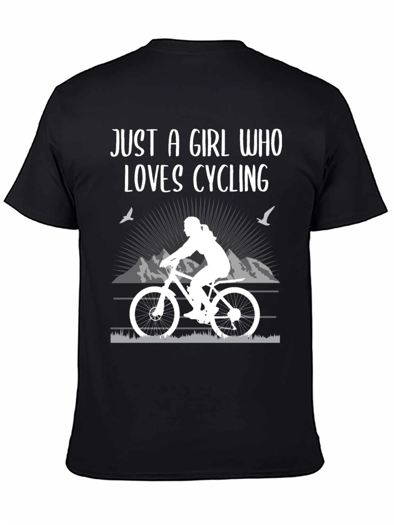 Girl Who Loves Cycling Black T-Shirt