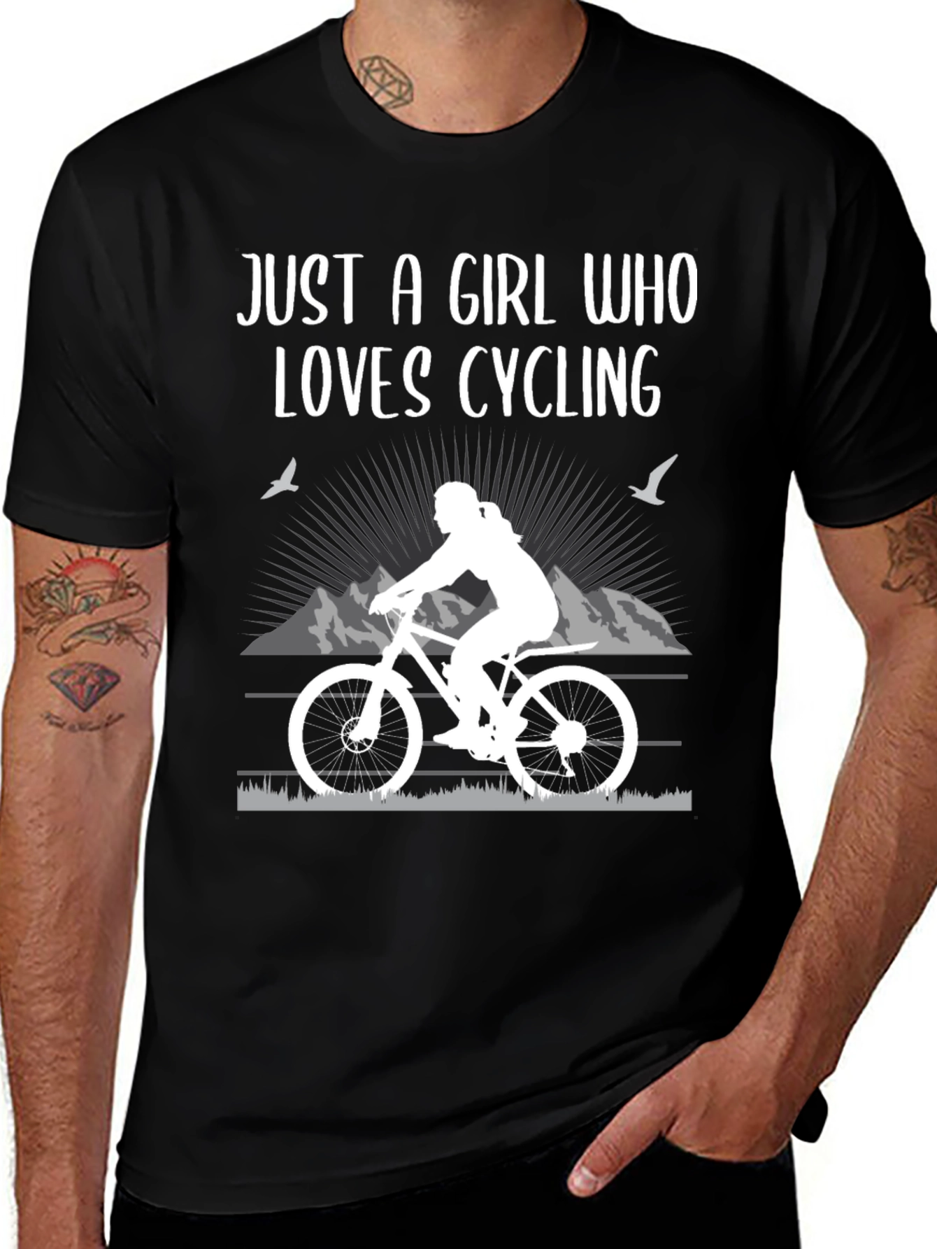 Girl Who Loves Cycling Black T-Shirt