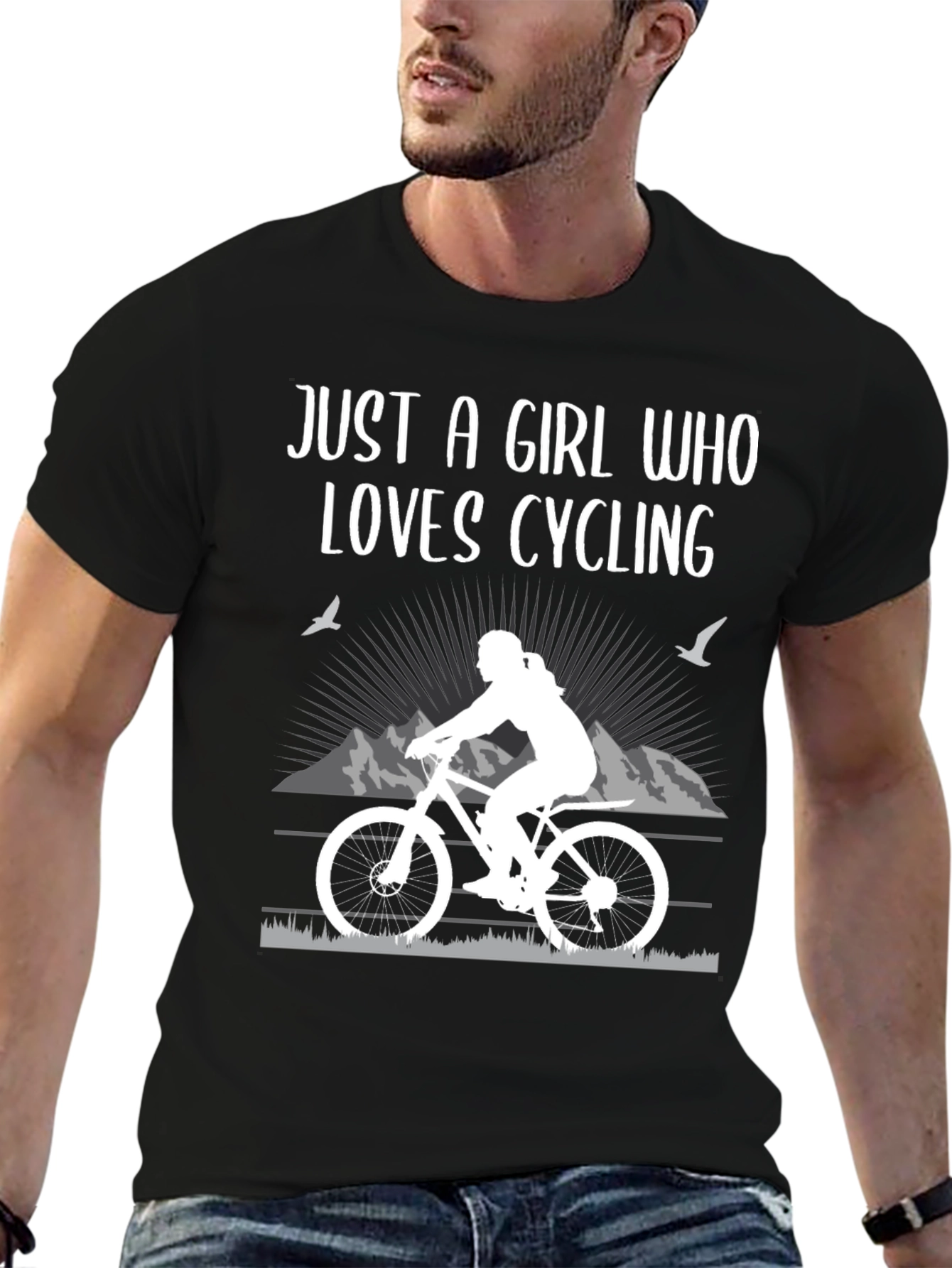Girl Who Loves Cycling Black T-Shirt