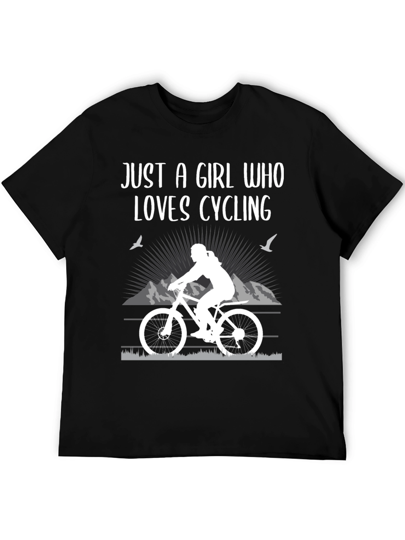Girl Who Loves Cycling Black T-Shirt