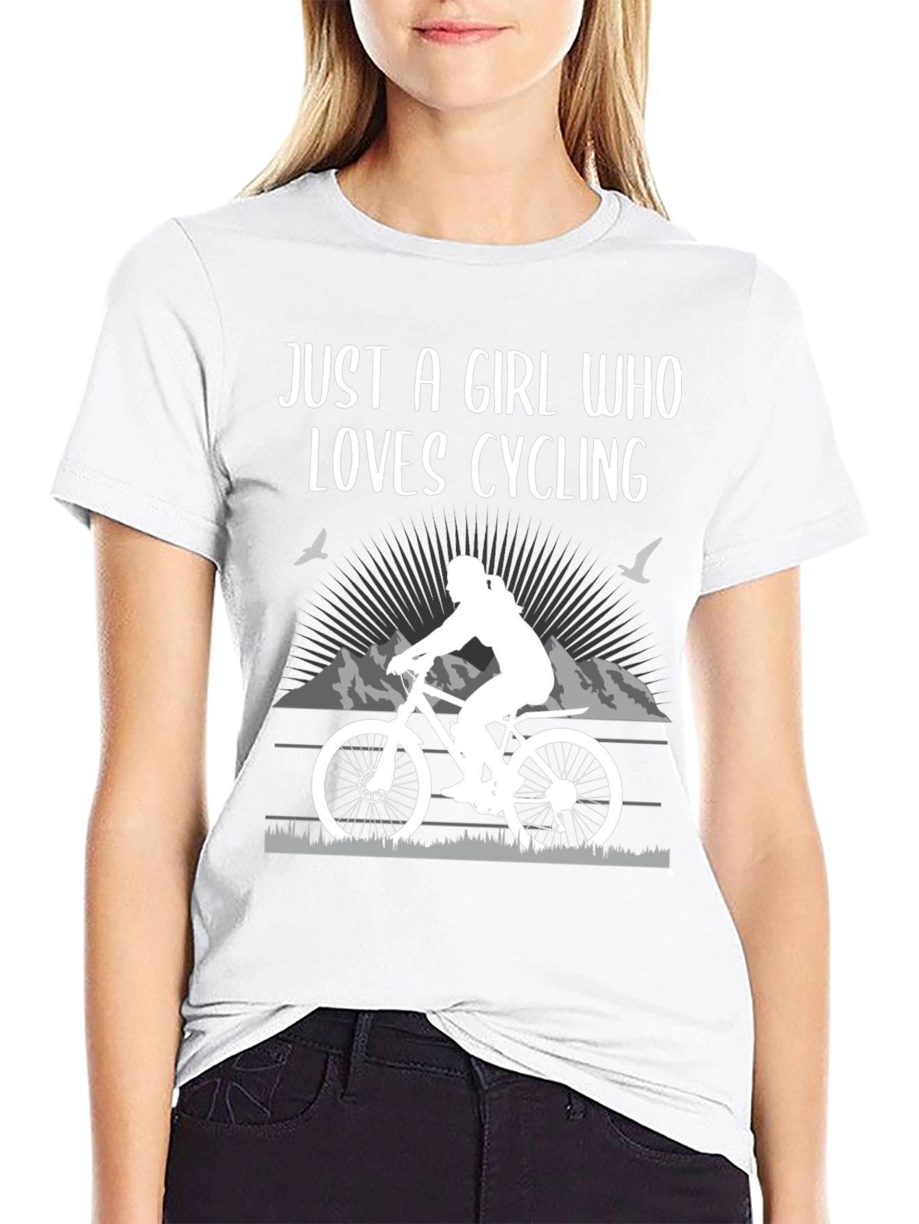 Girl Who Loves Cycling Black T-Shirt