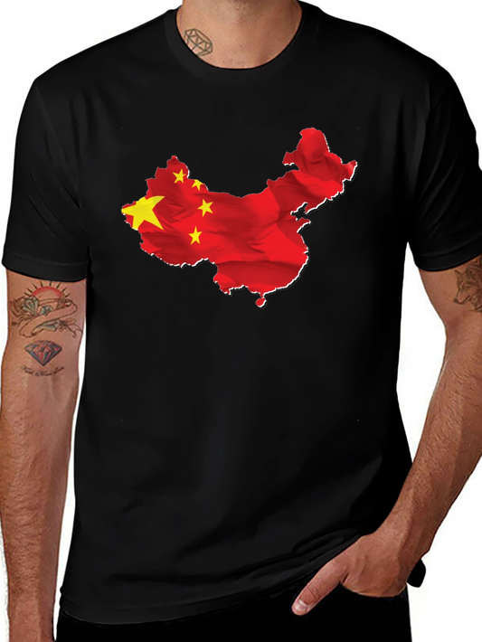 China Flag Map Graphic Tee - Black