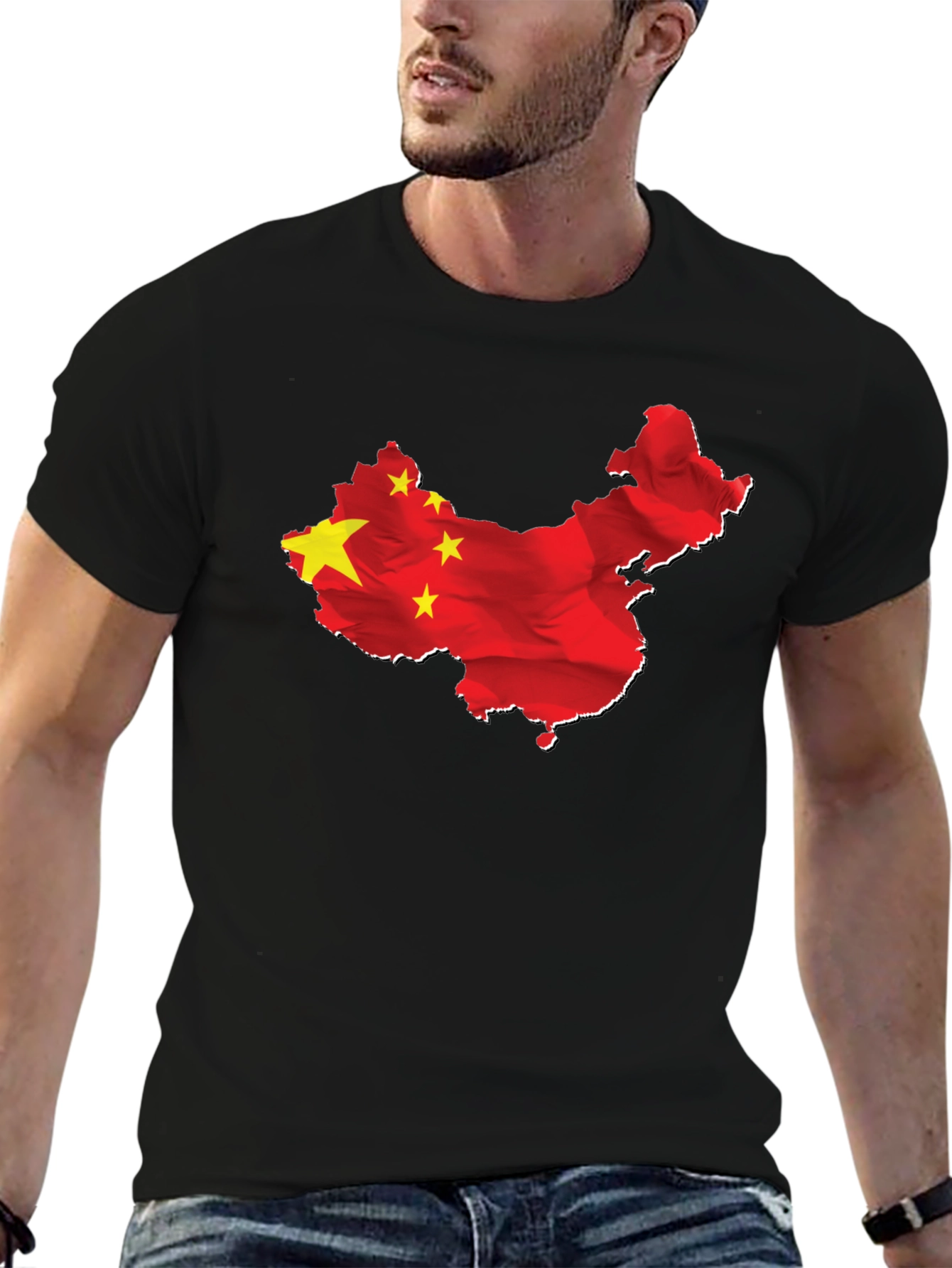 China Flag Map Graphic Tee - Black