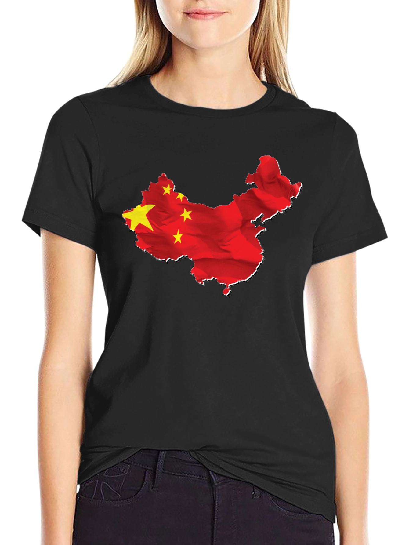 China Flag Map Graphic Tee - Black