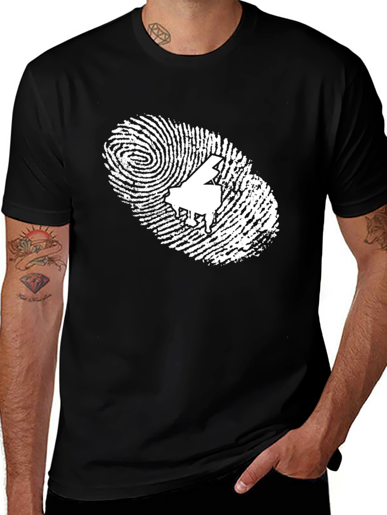 Piano Fingerprint Black T-Shirt