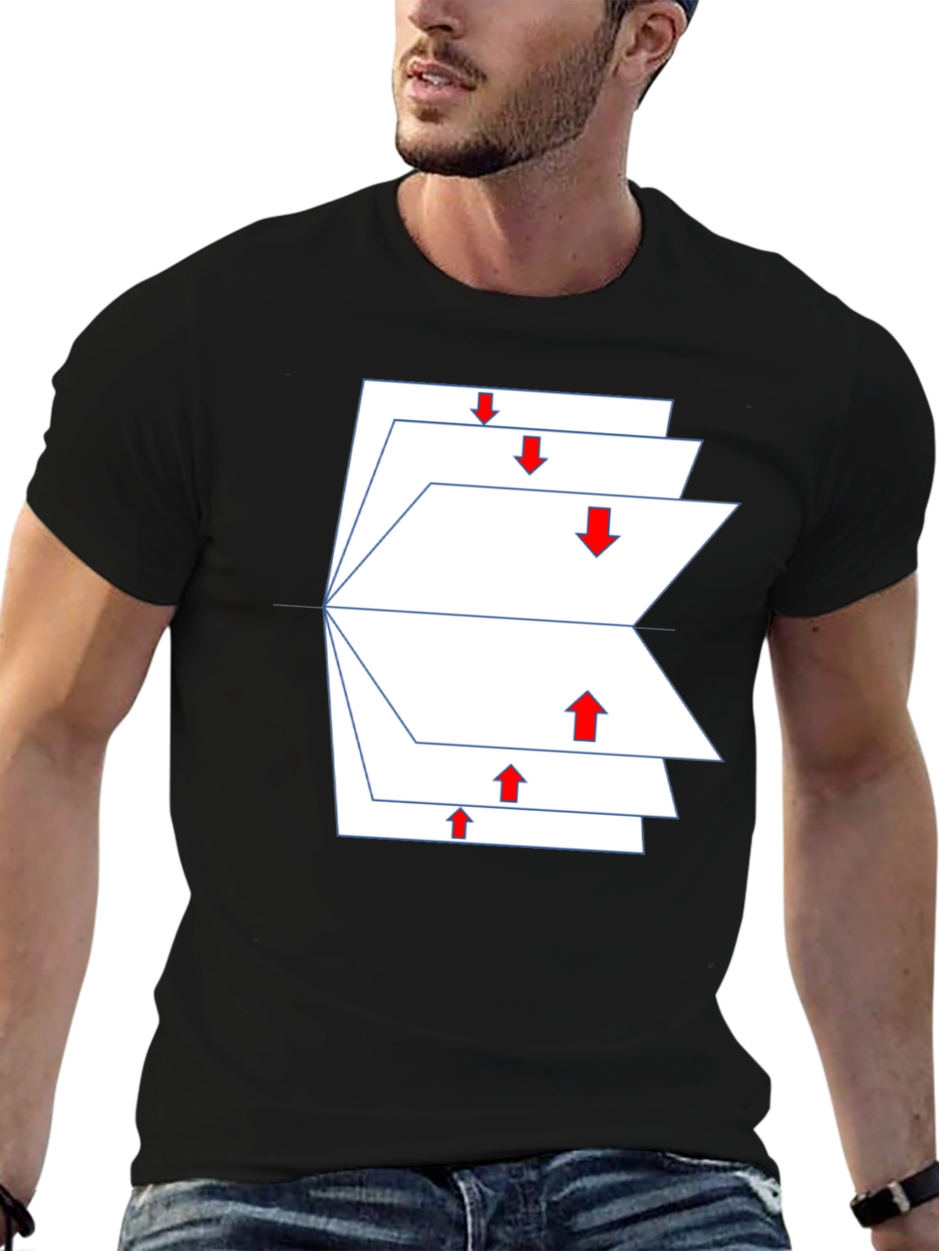 Geometric Arrows Black T-Shirt - Modern Design