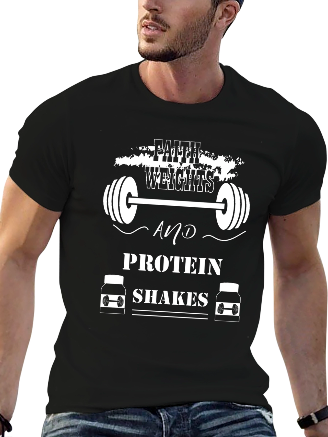 Faith Weights Protein Shakes Black T-Shirt