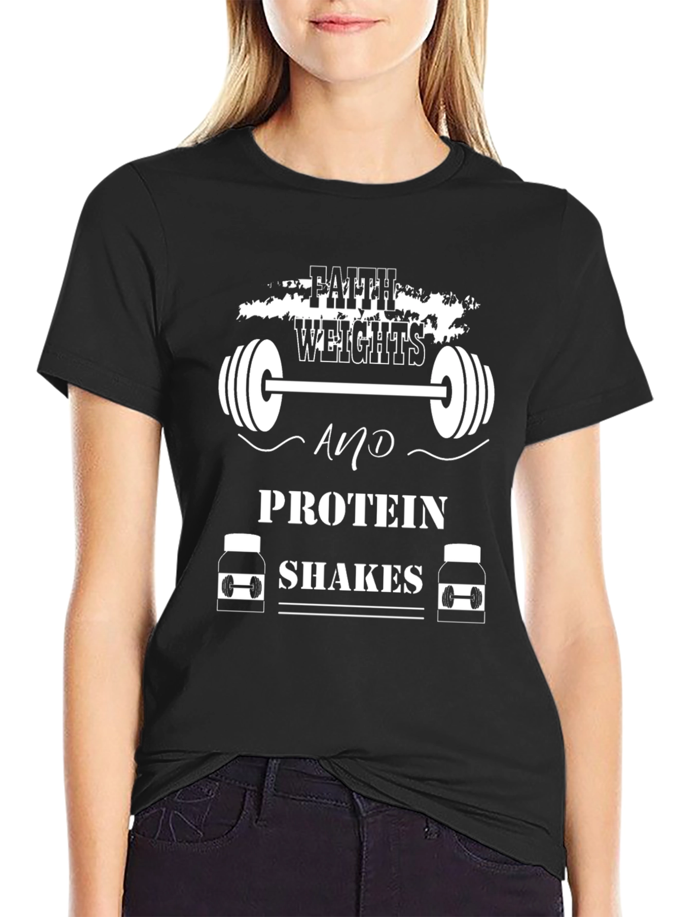 Faith Weights Protein Shakes Black T-Shirt