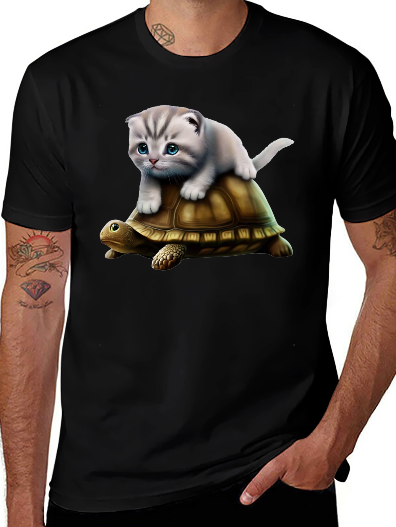 Cat Riding Turtle T-Shirt - Funny Graphic Tee