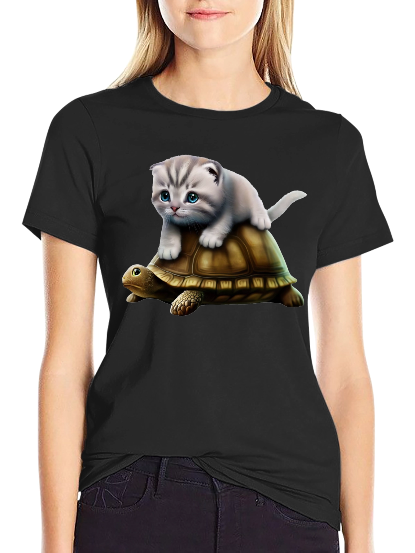 Cat Riding Turtle T-Shirt - Funny Graphic Tee