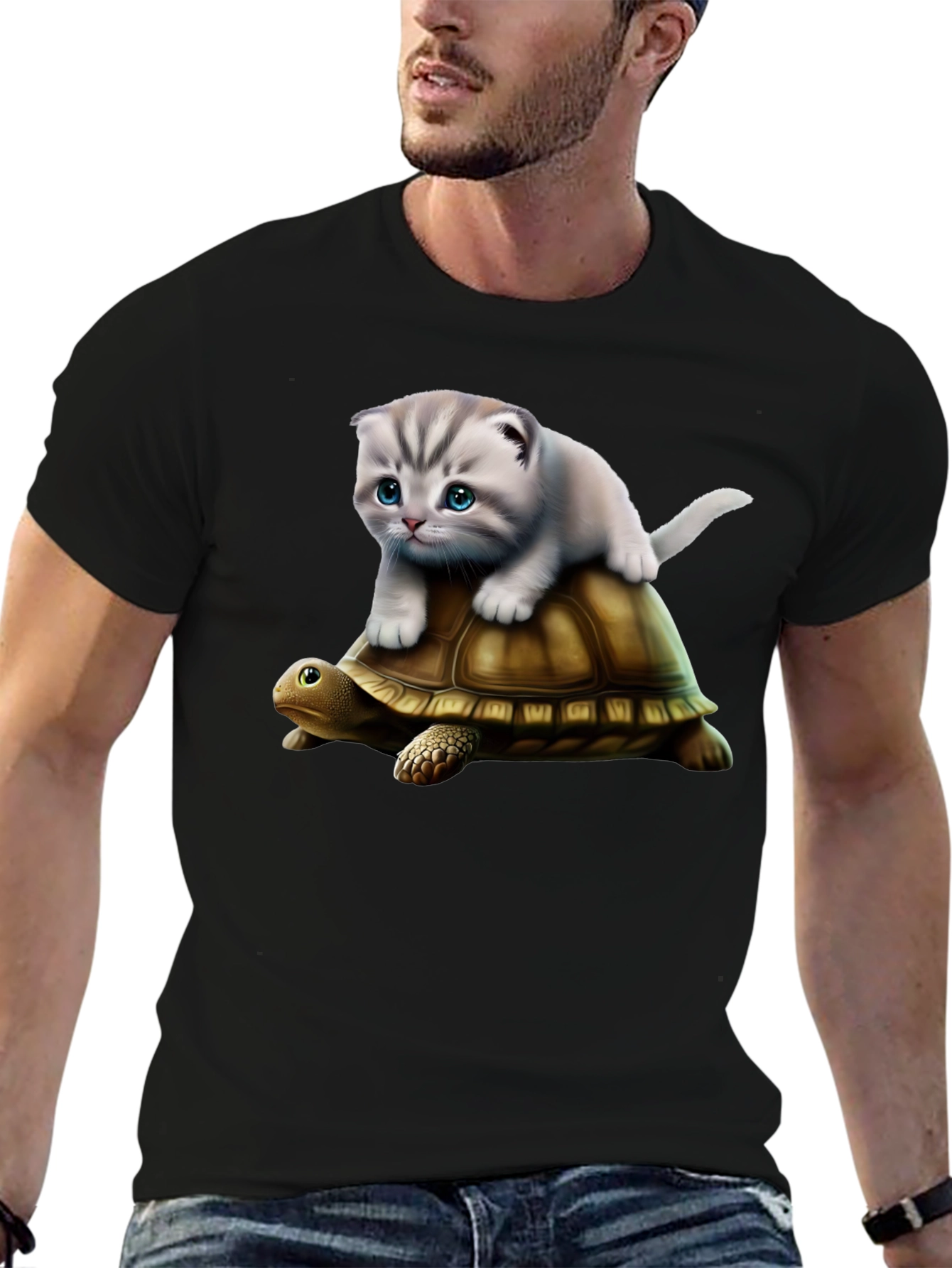 Cat Riding Turtle T-Shirt - Funny Graphic Tee