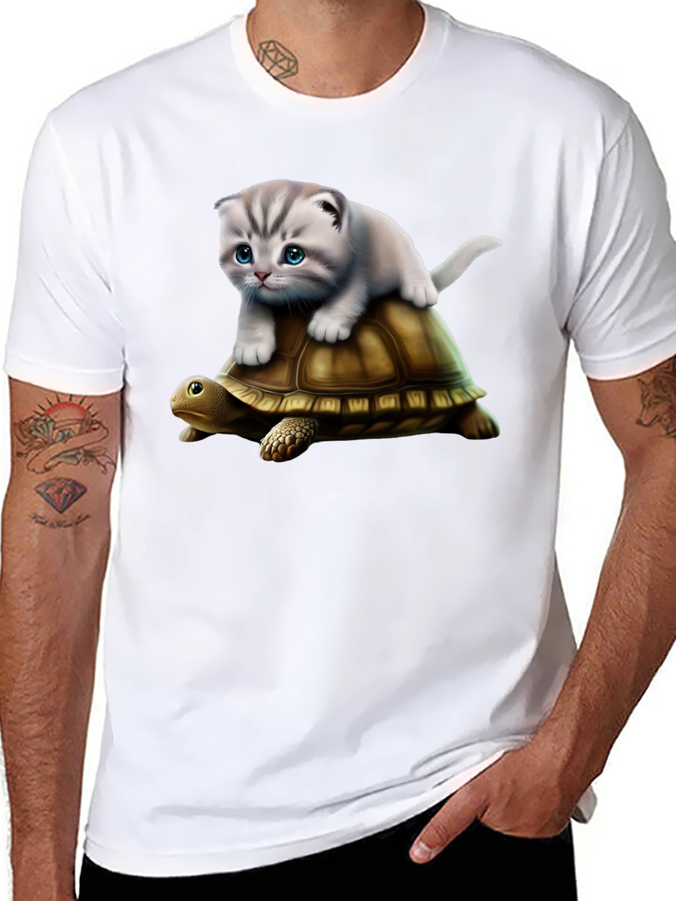 Cat Riding Turtle T-Shirt - Funny Graphic Tee