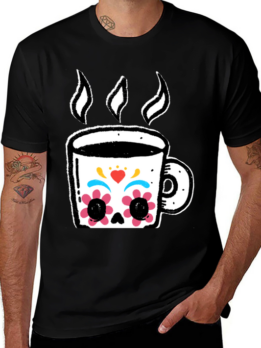 Sugar Skull Coffee T-Shirt - Dia de los Muertos Style