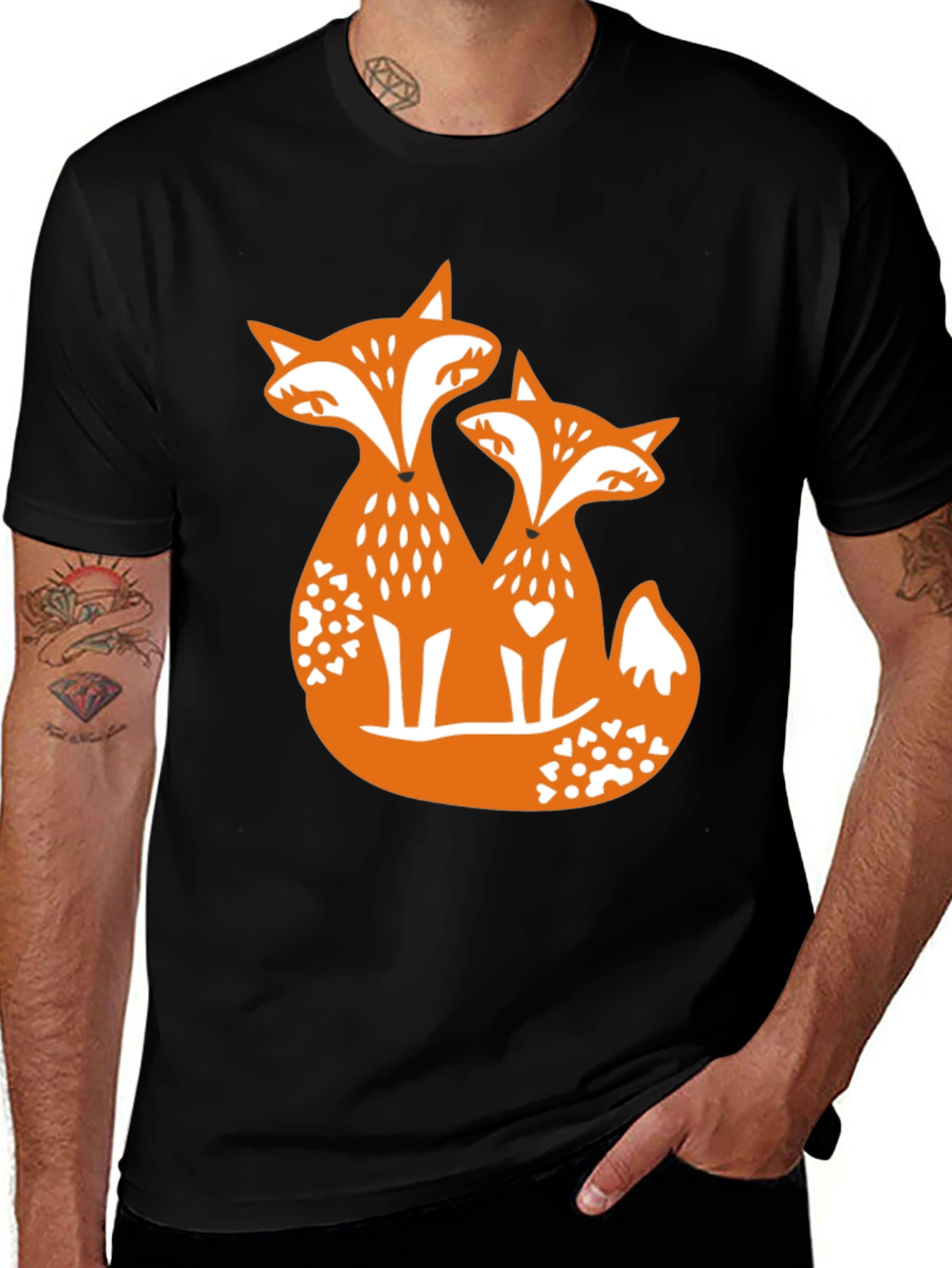 Fox Love Graphic Tee - Black Cotton Blend