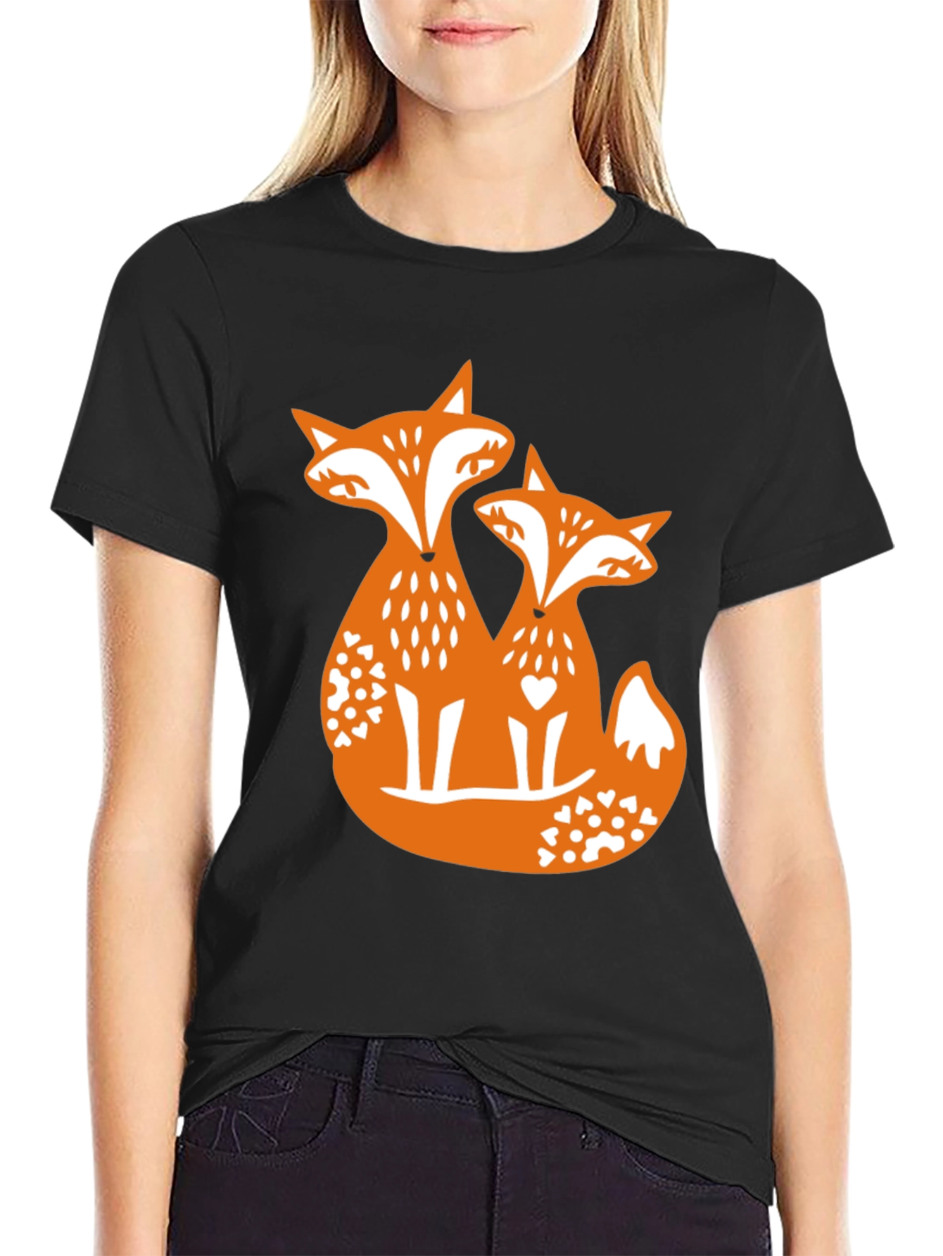 Fox Love Graphic Tee - Black Cotton Blend
