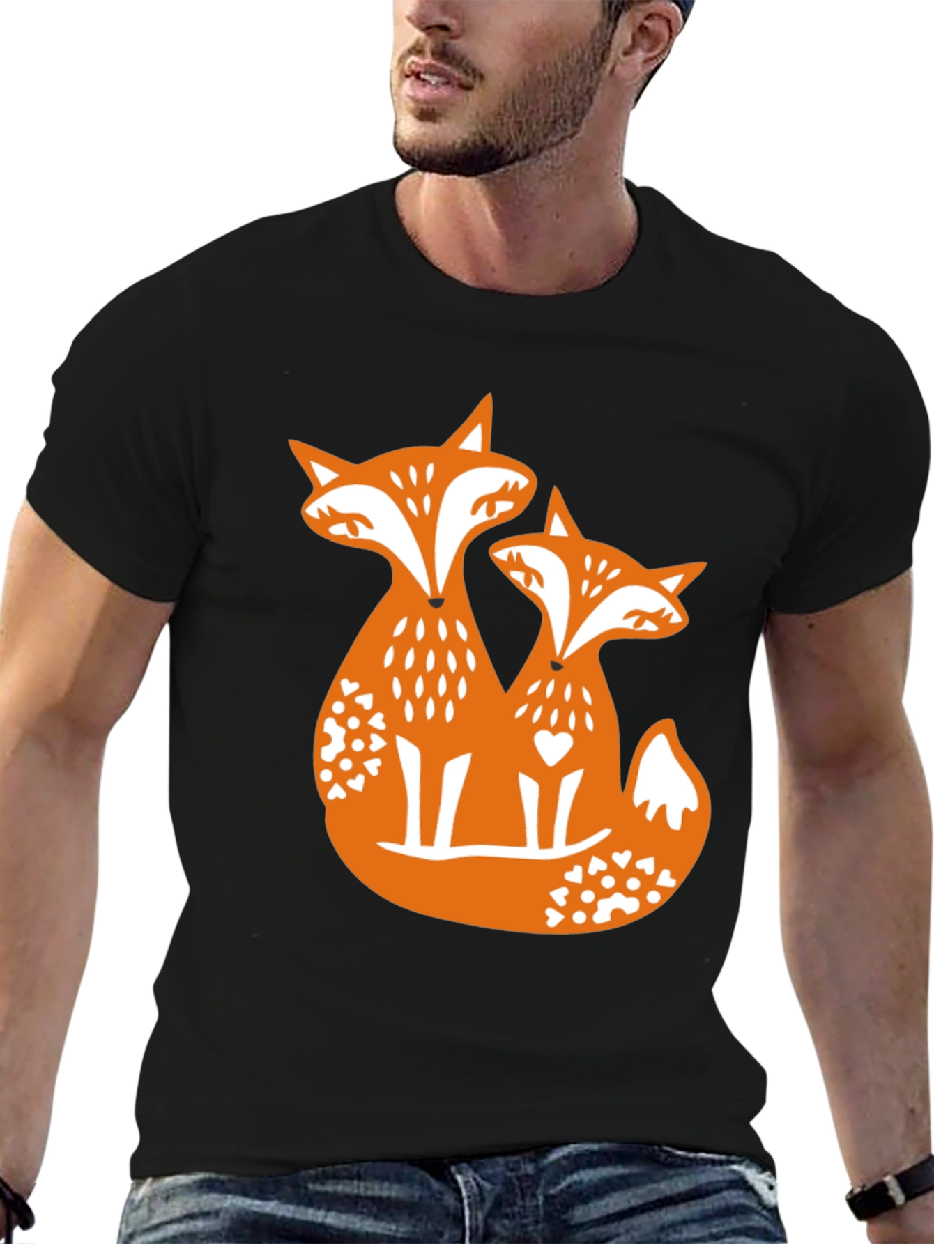 Fox Love Graphic Tee - Black Cotton Blend