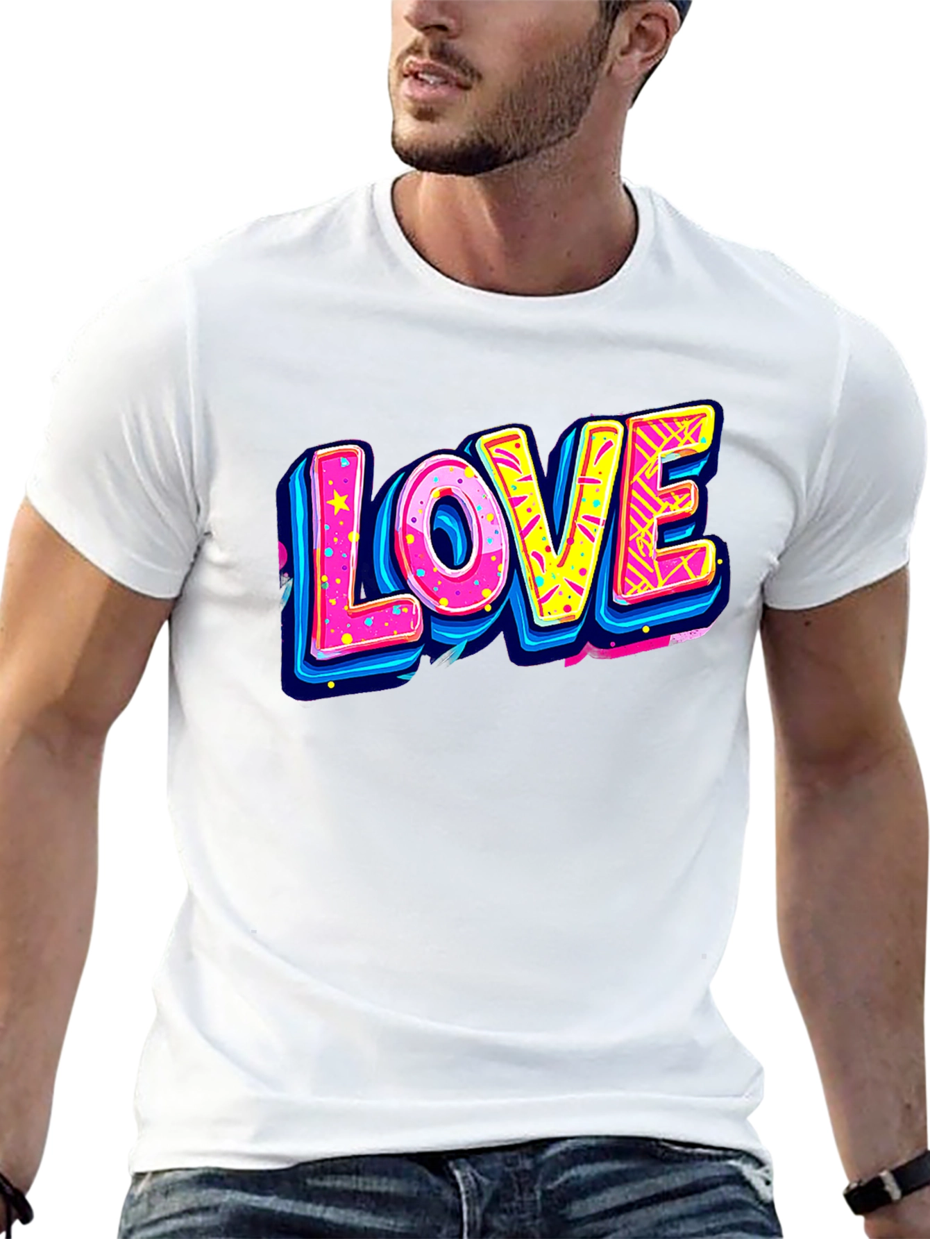 Retro LOVE Graphic Tee - 80s Style T-Shirt