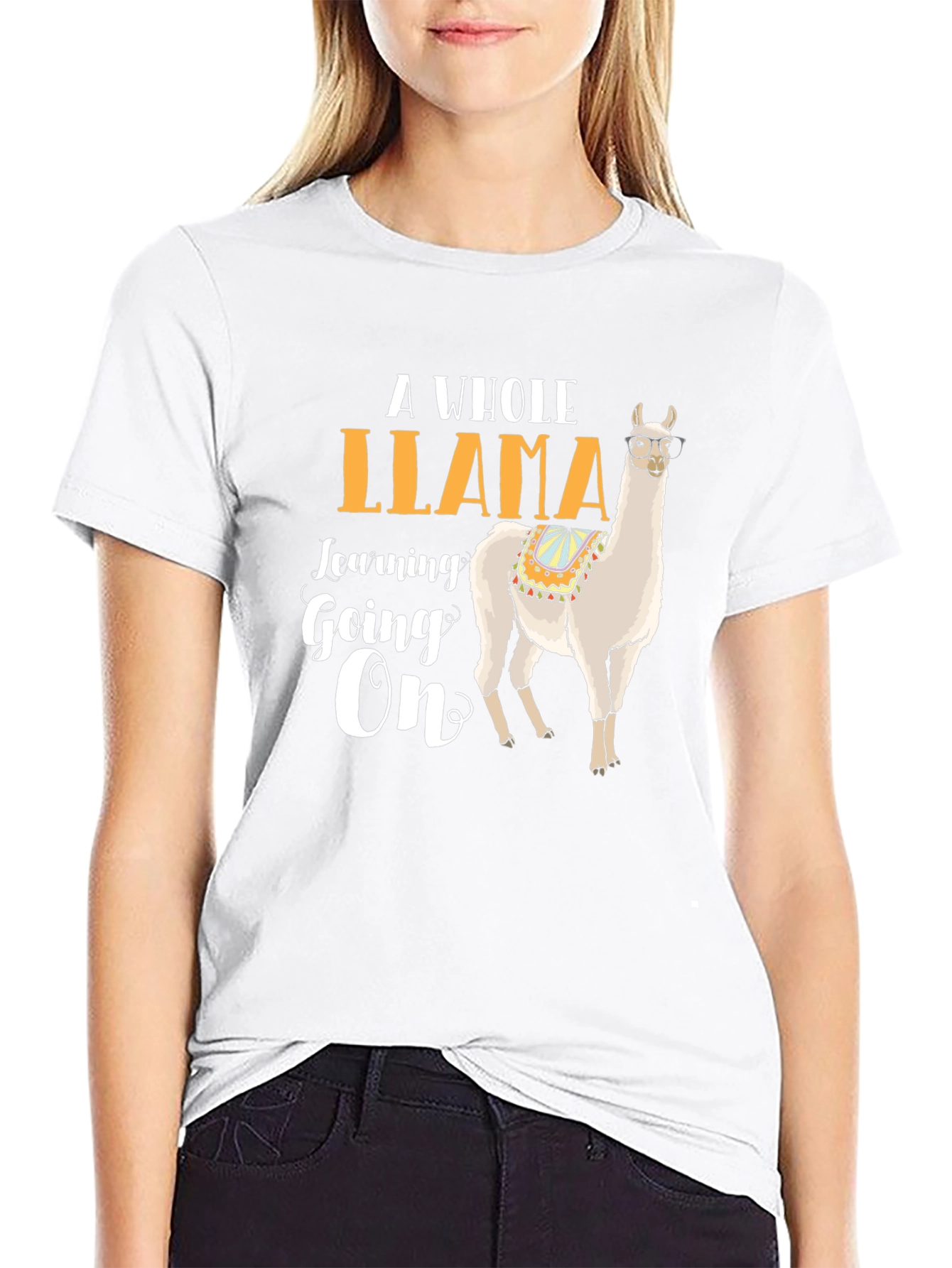 Llama Learning On T-Shirt | Fun Animal Graphic Tee