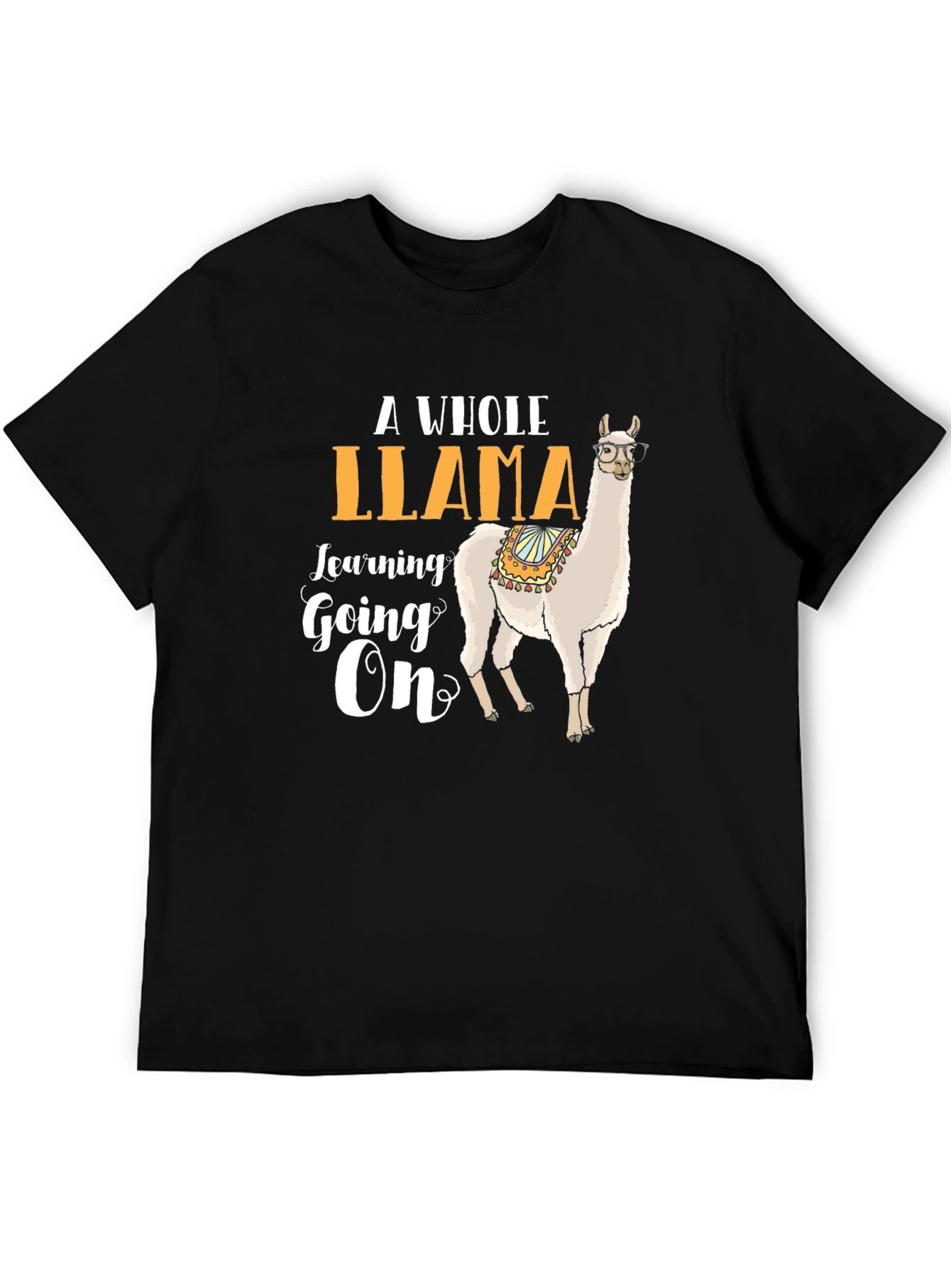 Llama Learning On T-Shirt | Fun Animal Graphic Tee