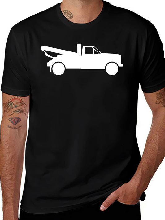 Tow Truck Graphic Tee - Classic Black Cotton Shirt